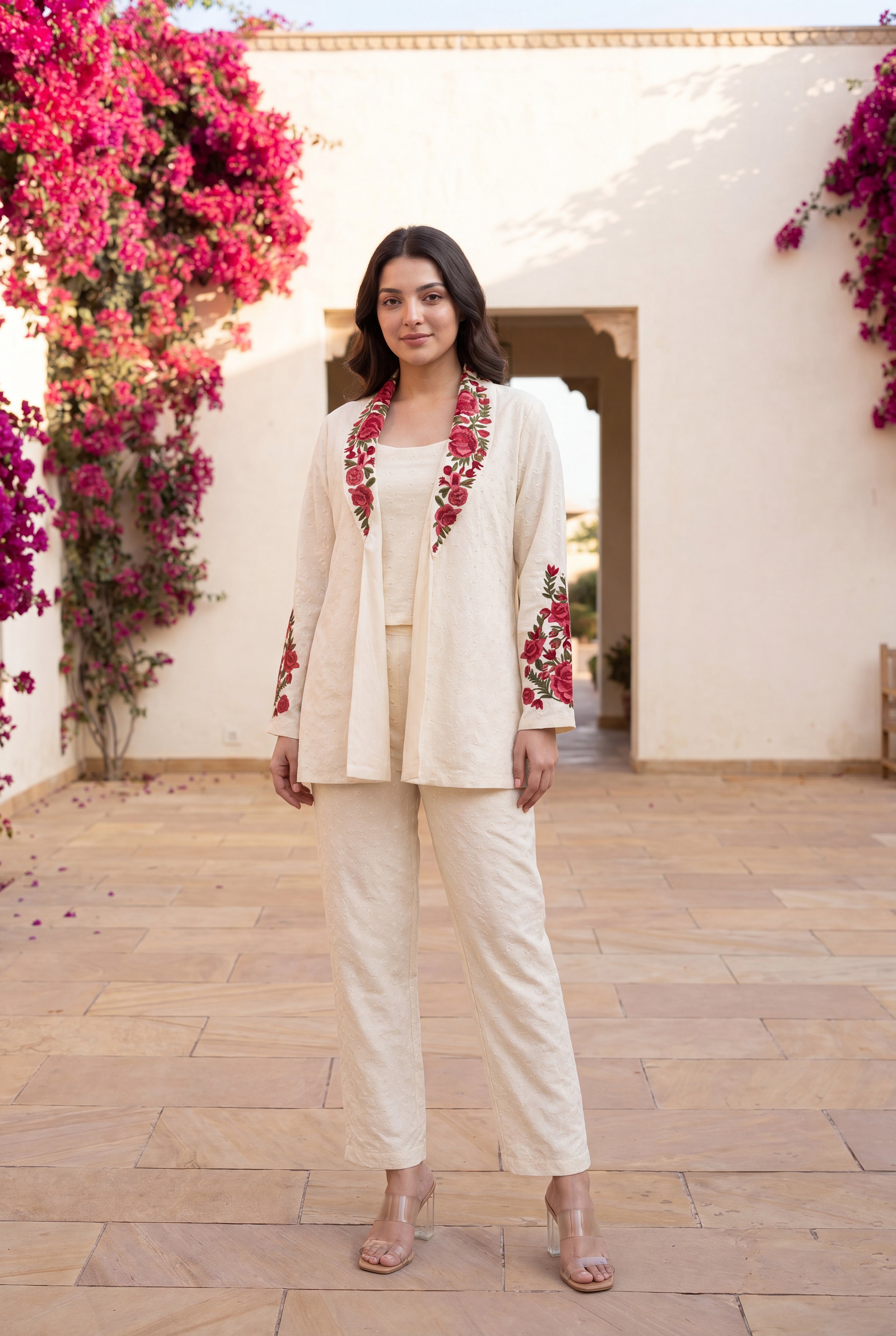 Ivory Rose Embroidered Set