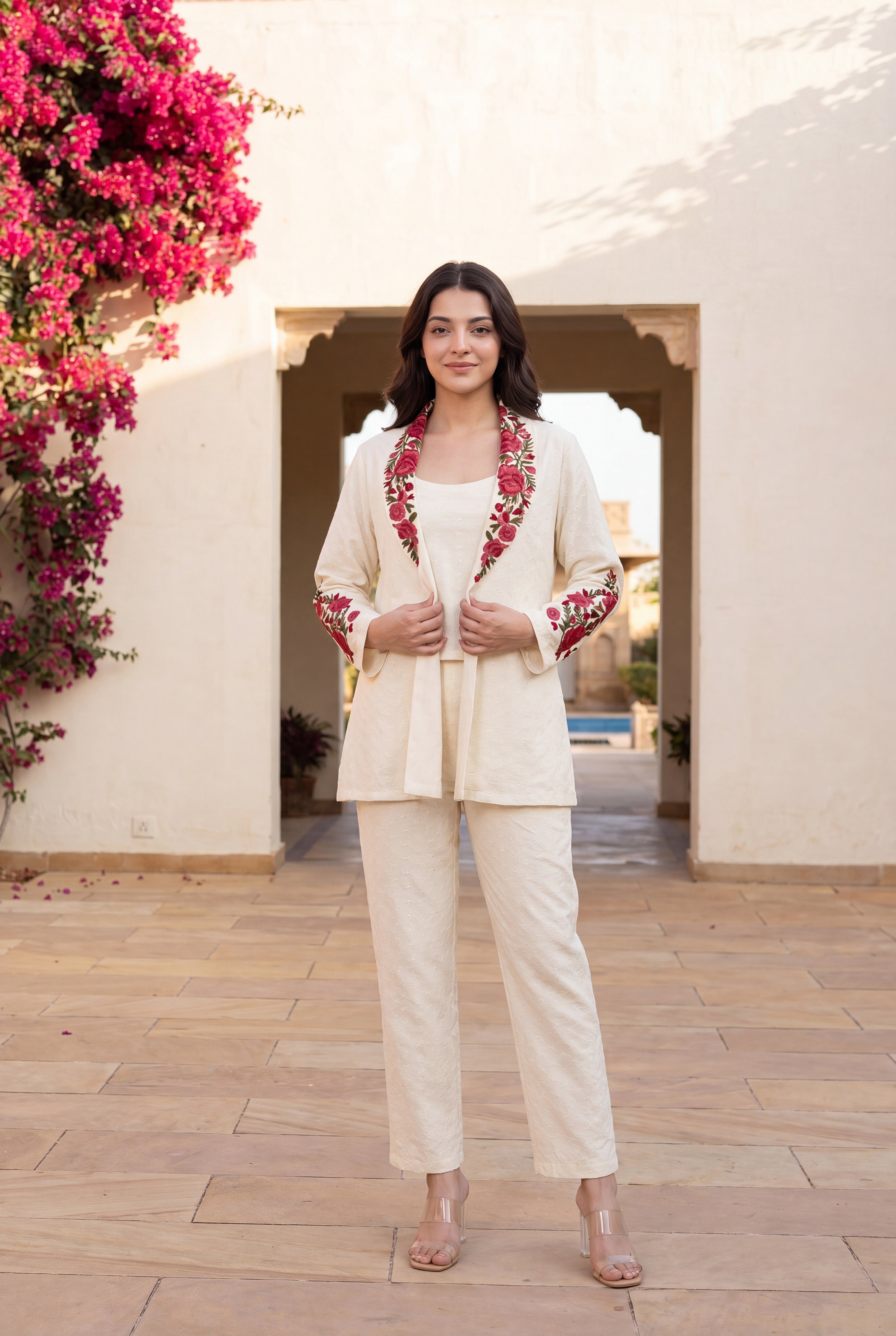 Ivory Rose Embroidered Set