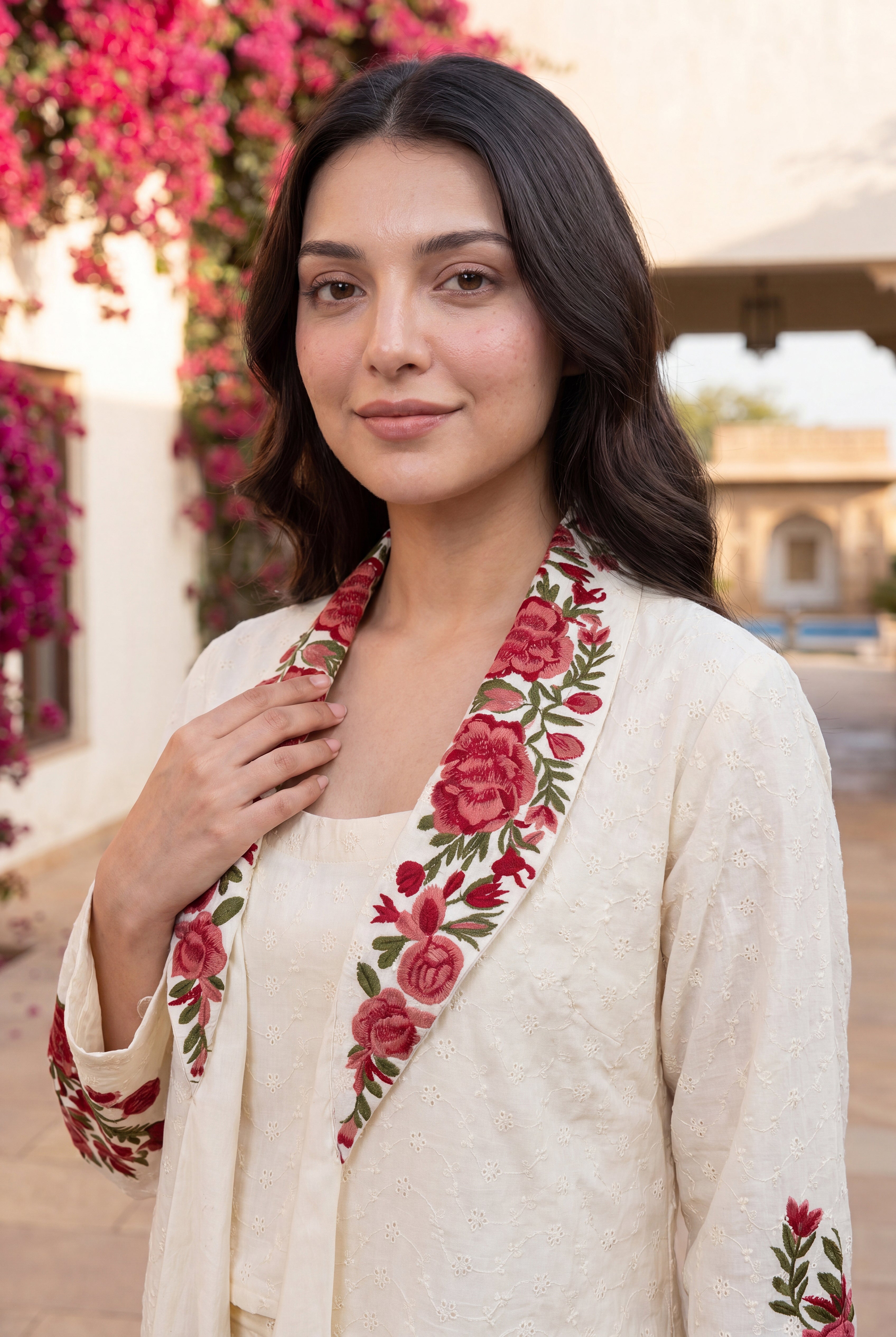 Ivory Rose Embroidered Set