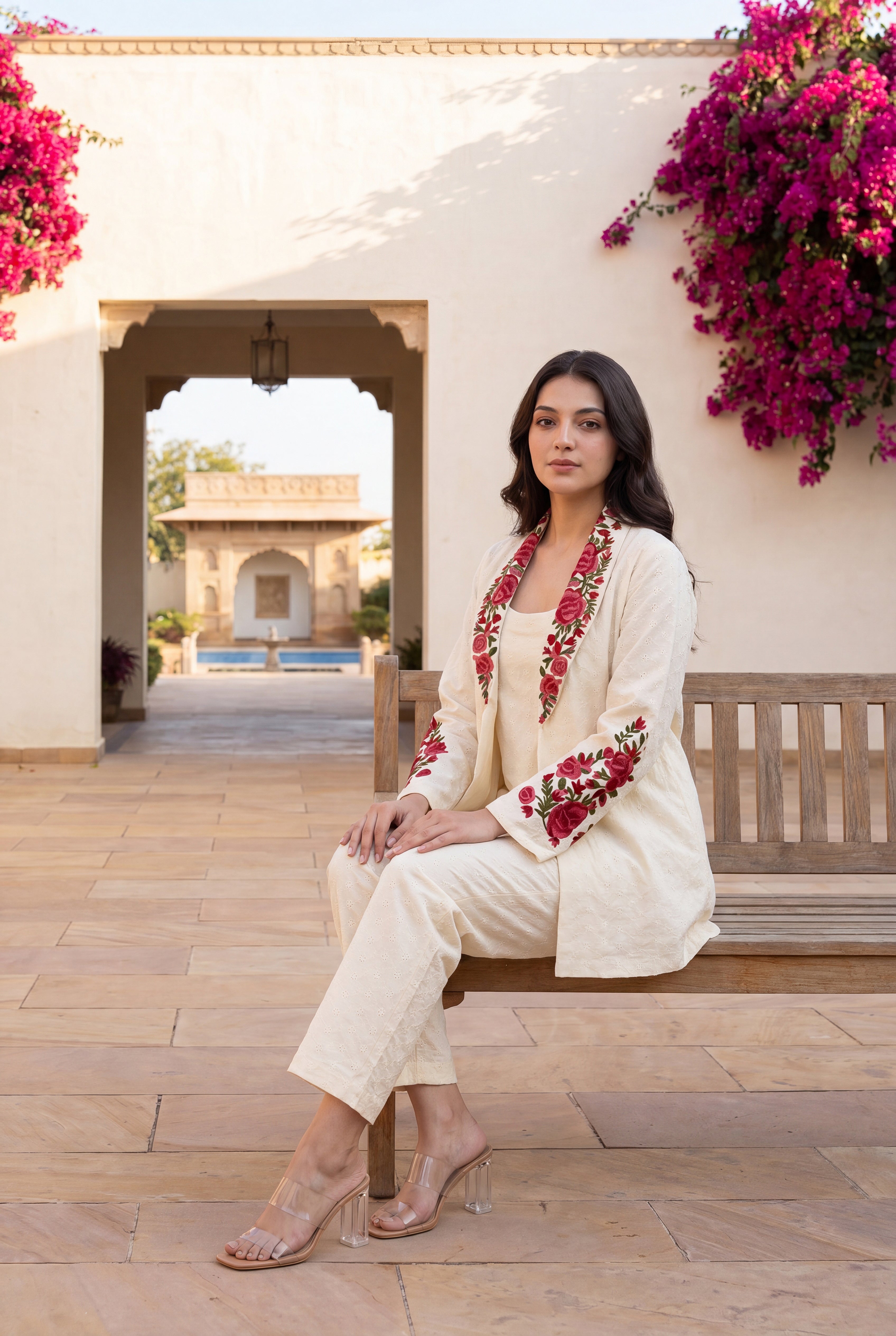 Ivory Rose Embroidered Set