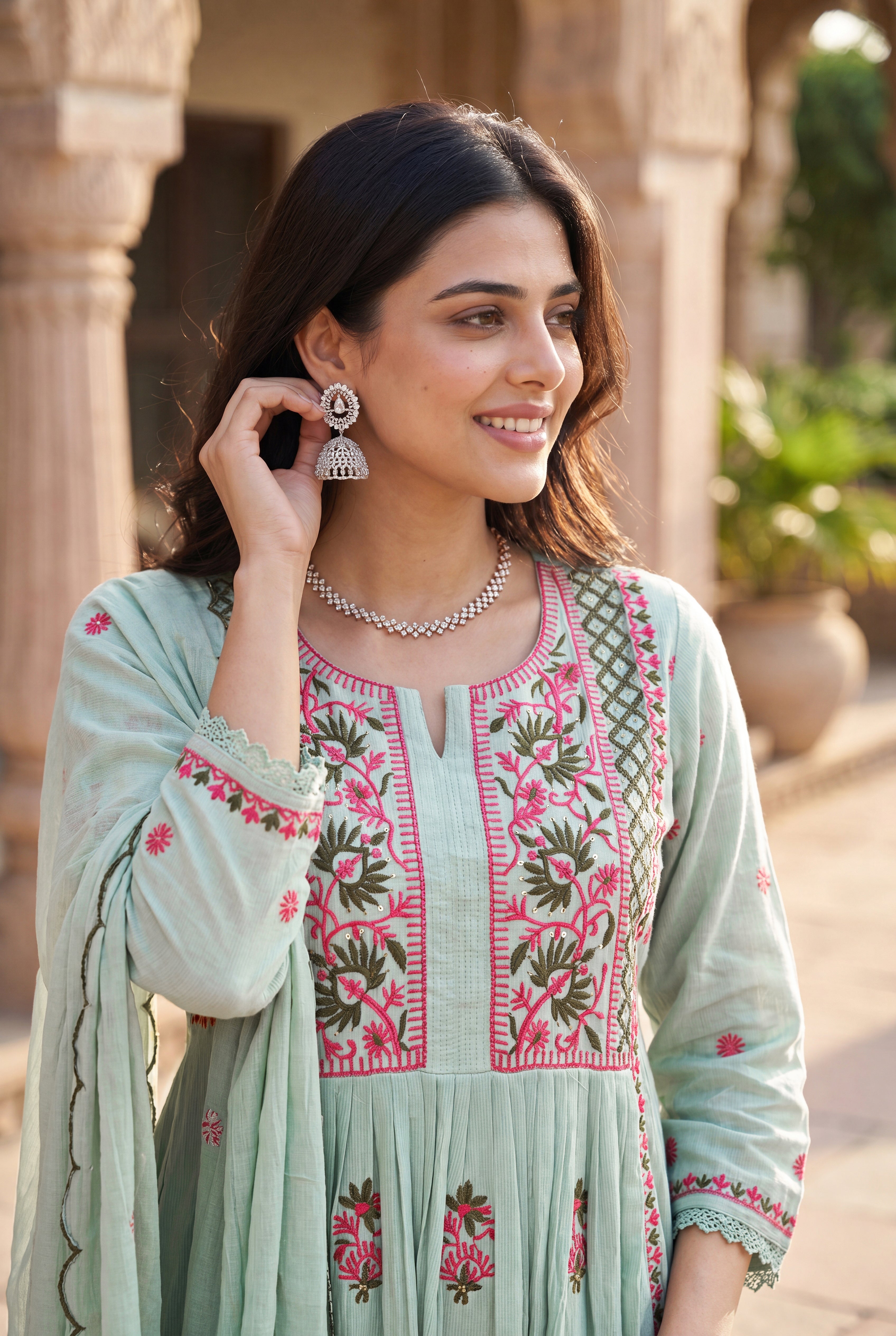 Mint Embroidered Suit Set