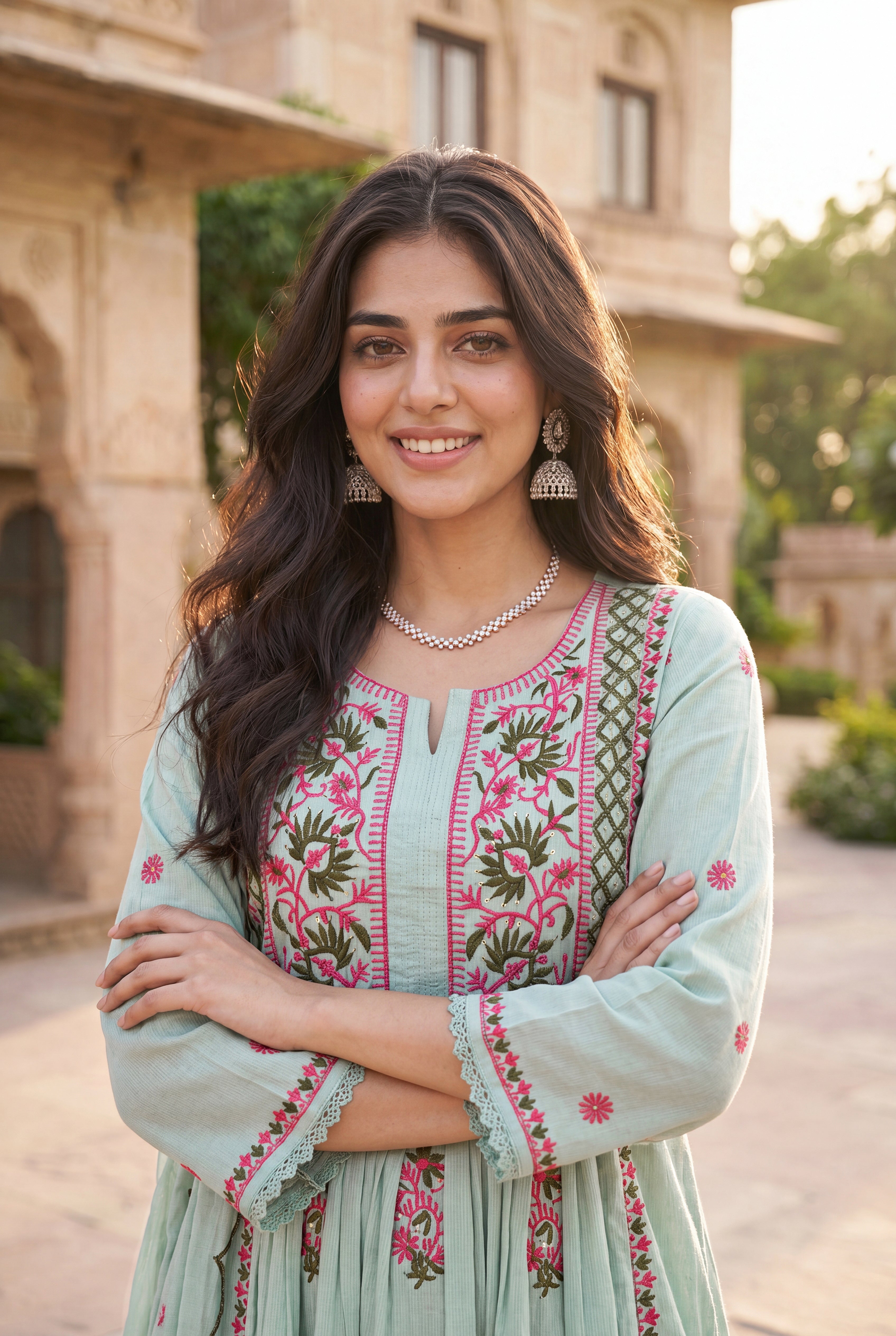 Mint Embroidered Suit Set