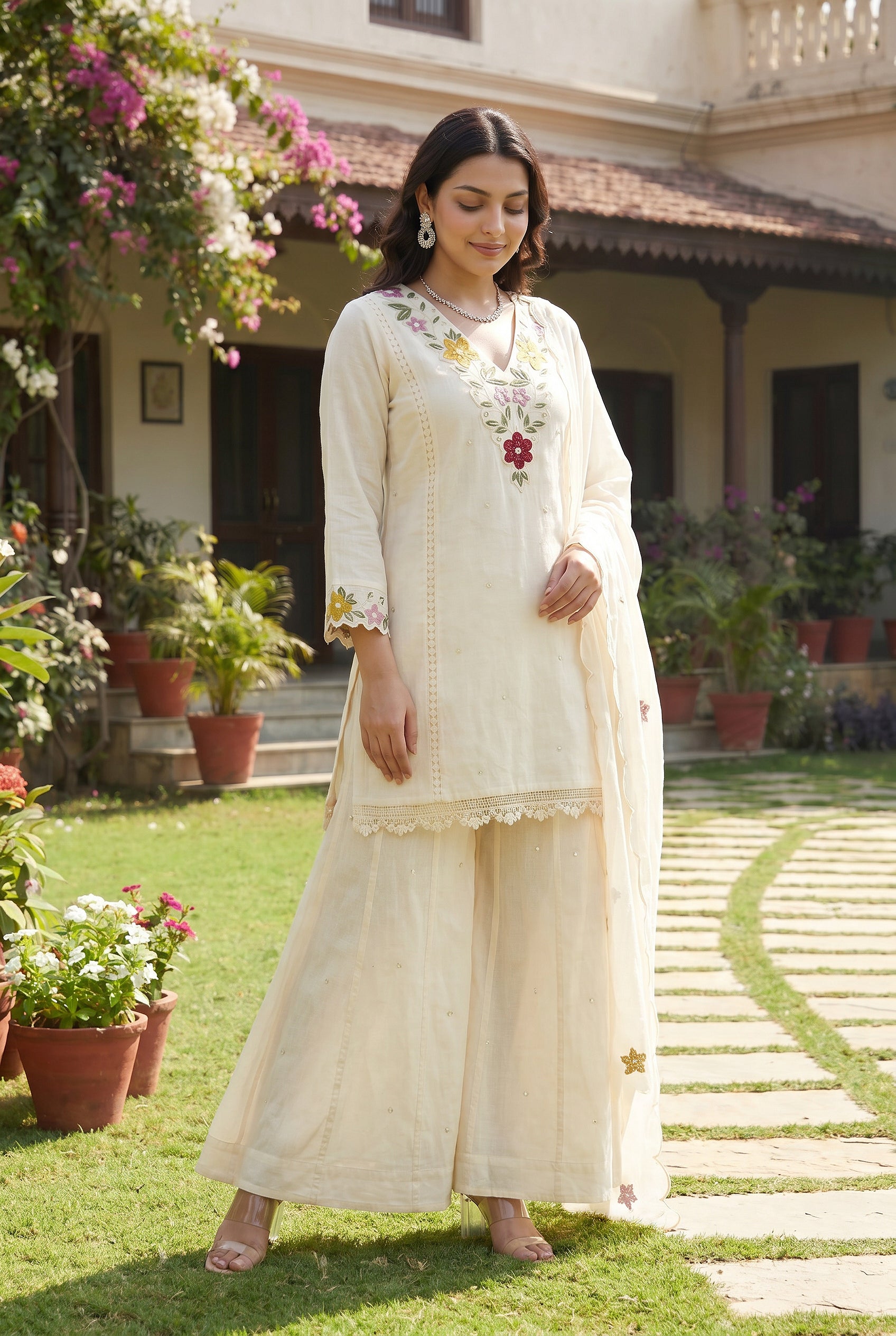 Pearl Bloom Embroidered Set