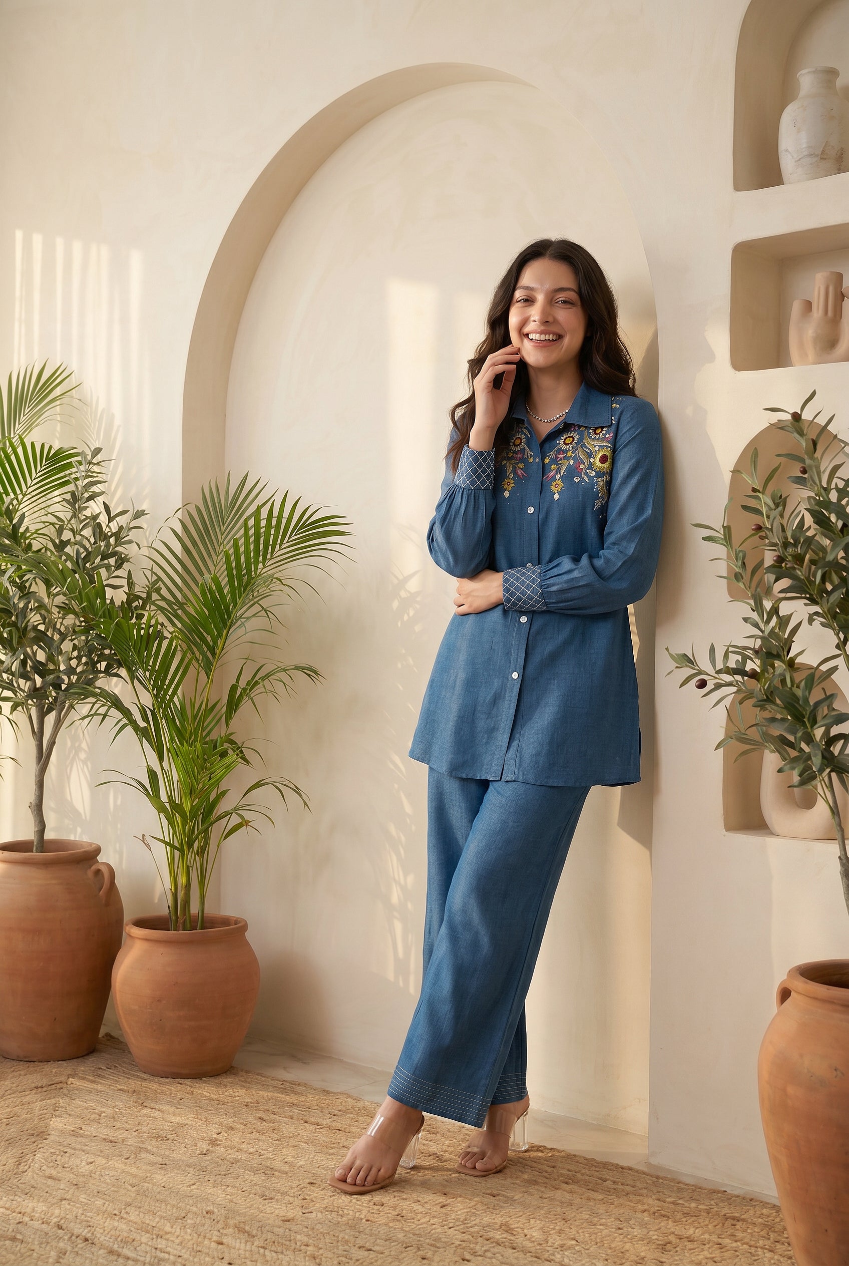 Denim Bloom Co-Ord Set