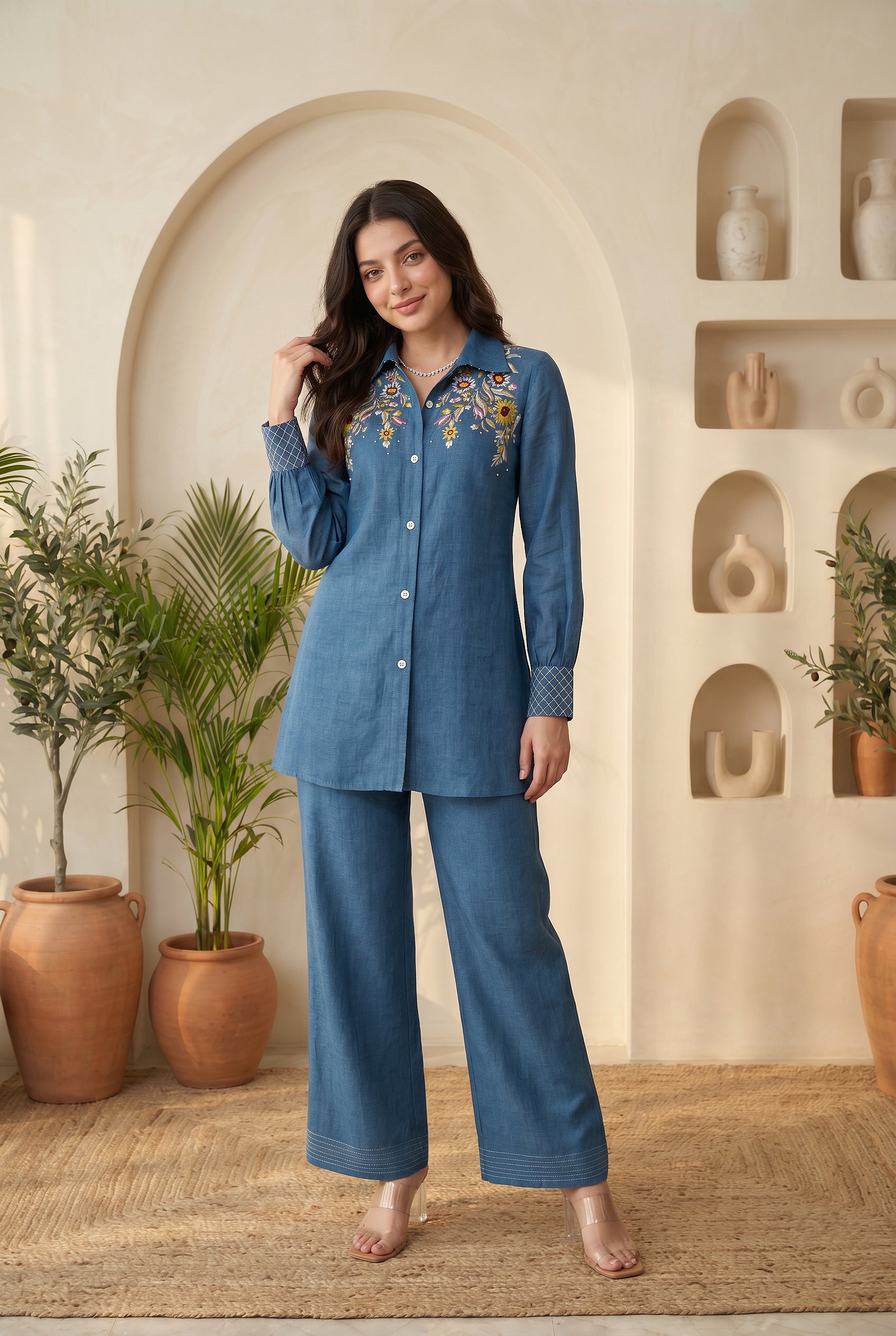 Denim Bloom Co-Ord Set
