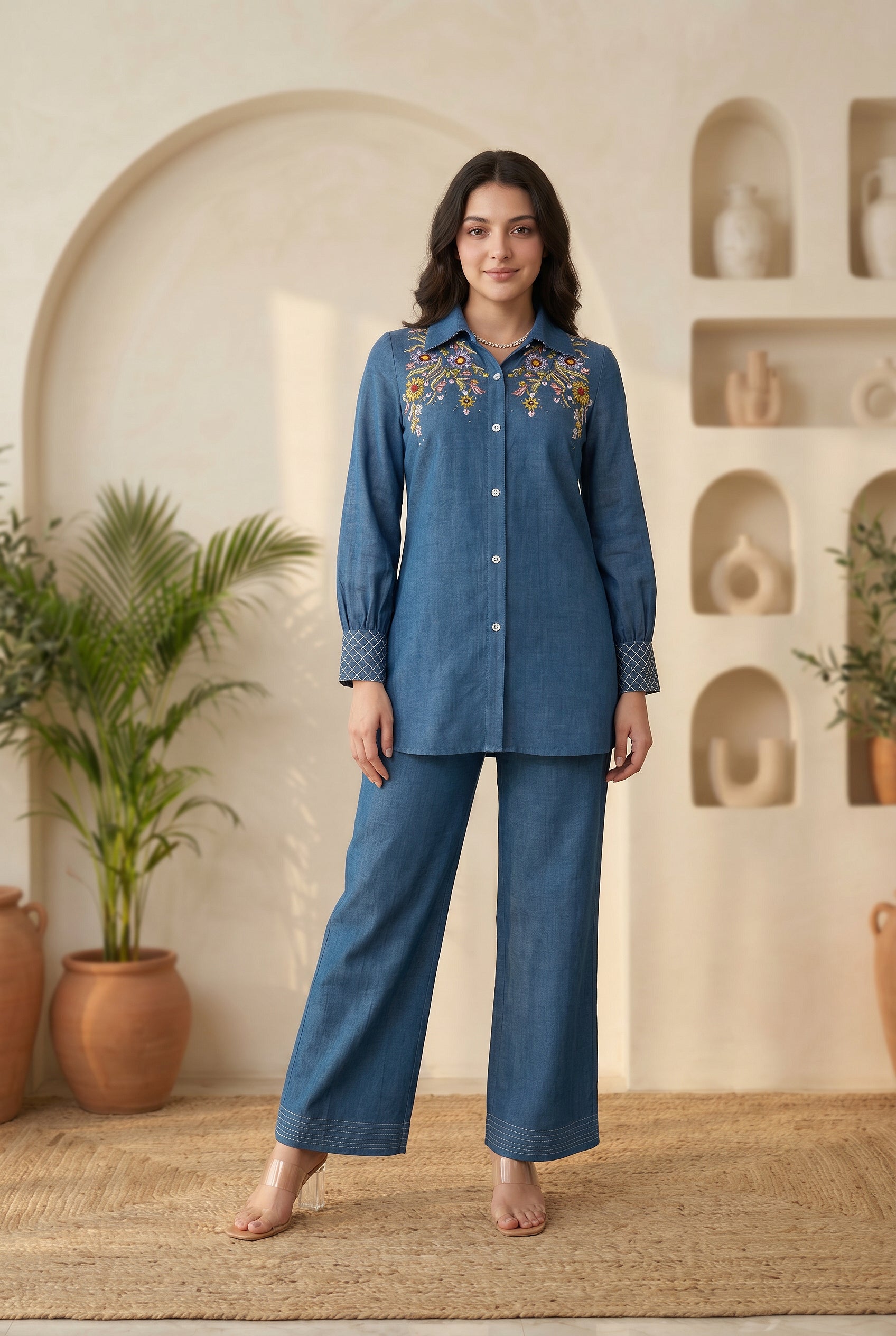 Denim Bloom Co-Ord Set