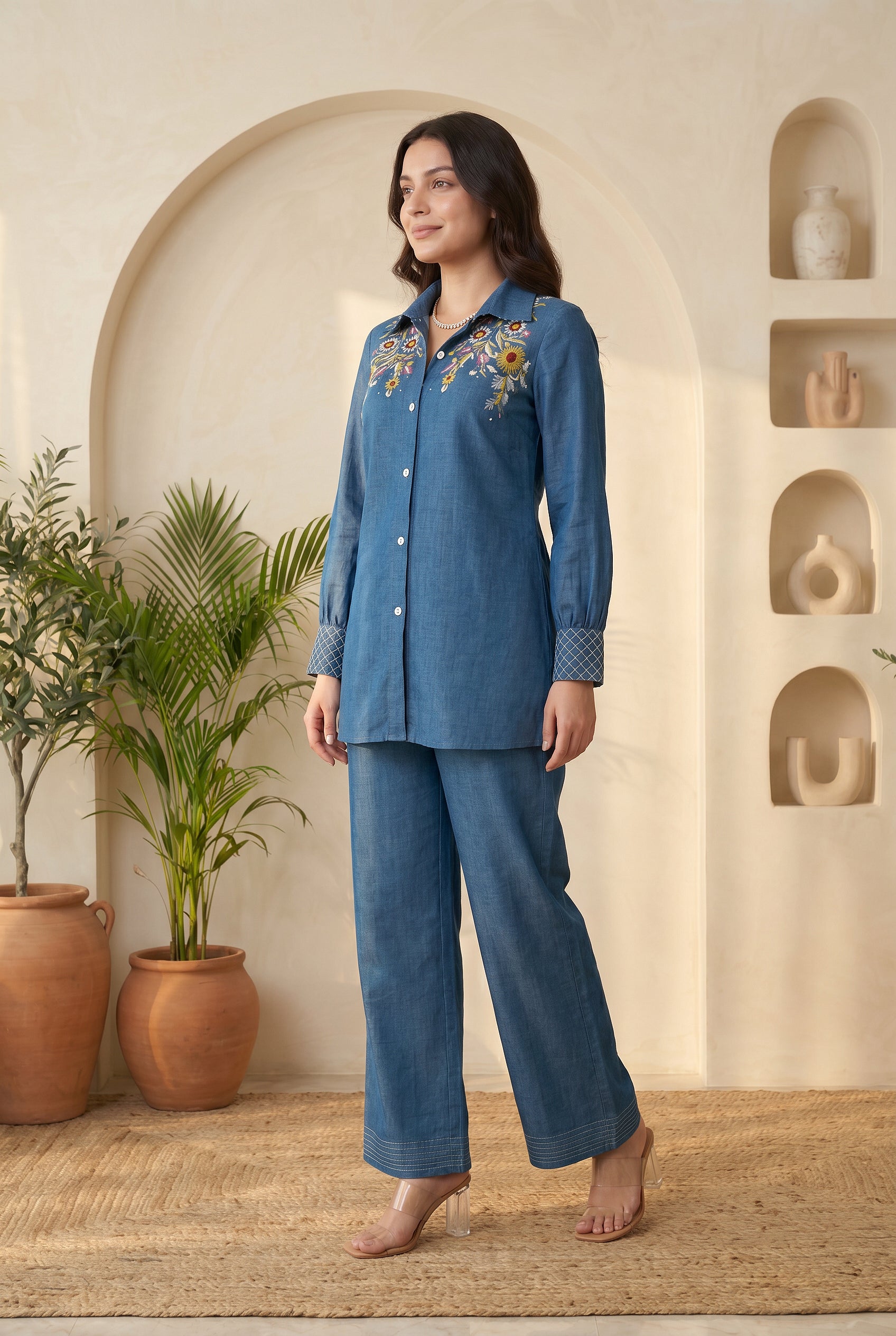 Denim Bloom Co-Ord Set