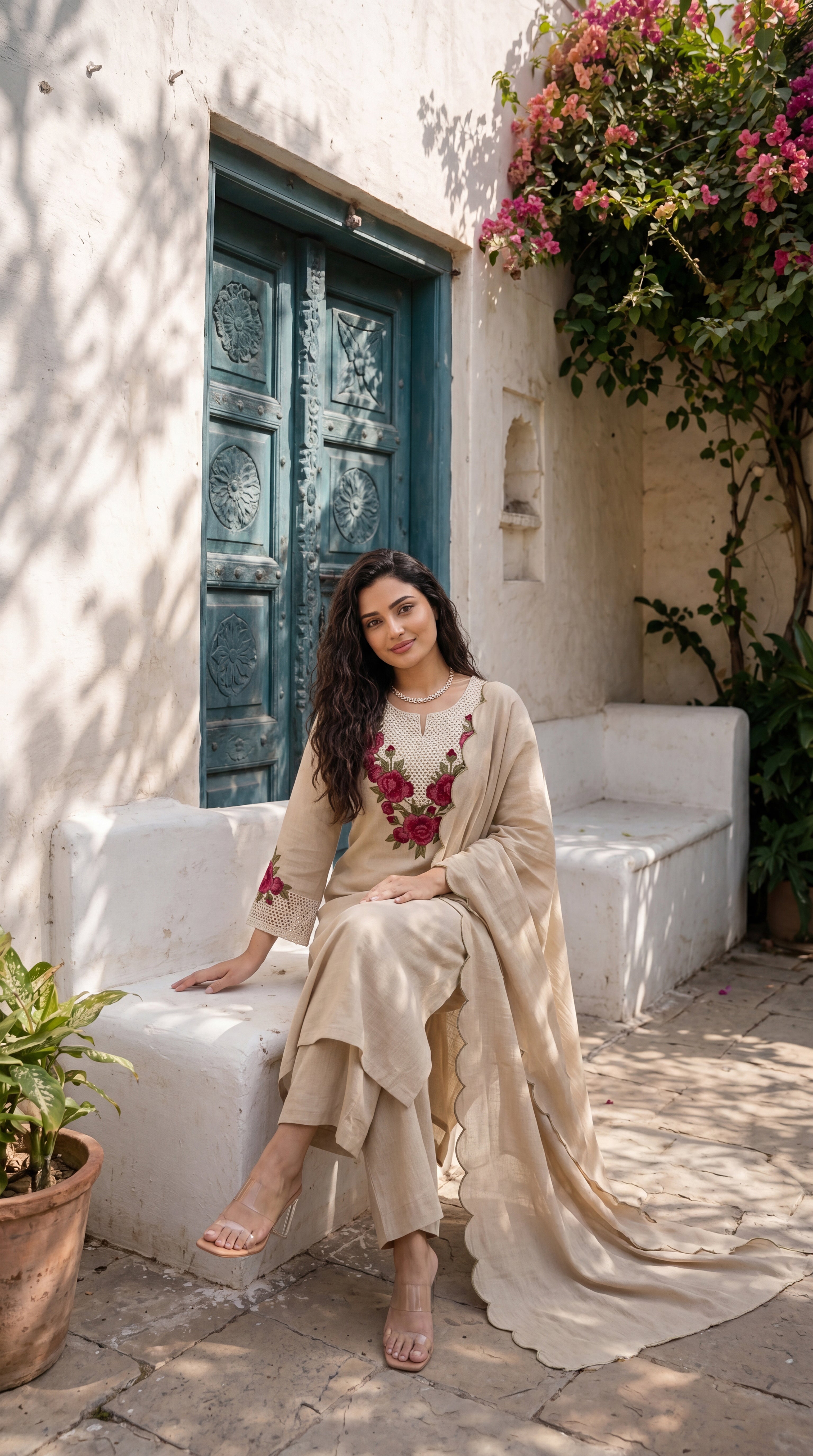 Ivory Petal Elegance Suit Set