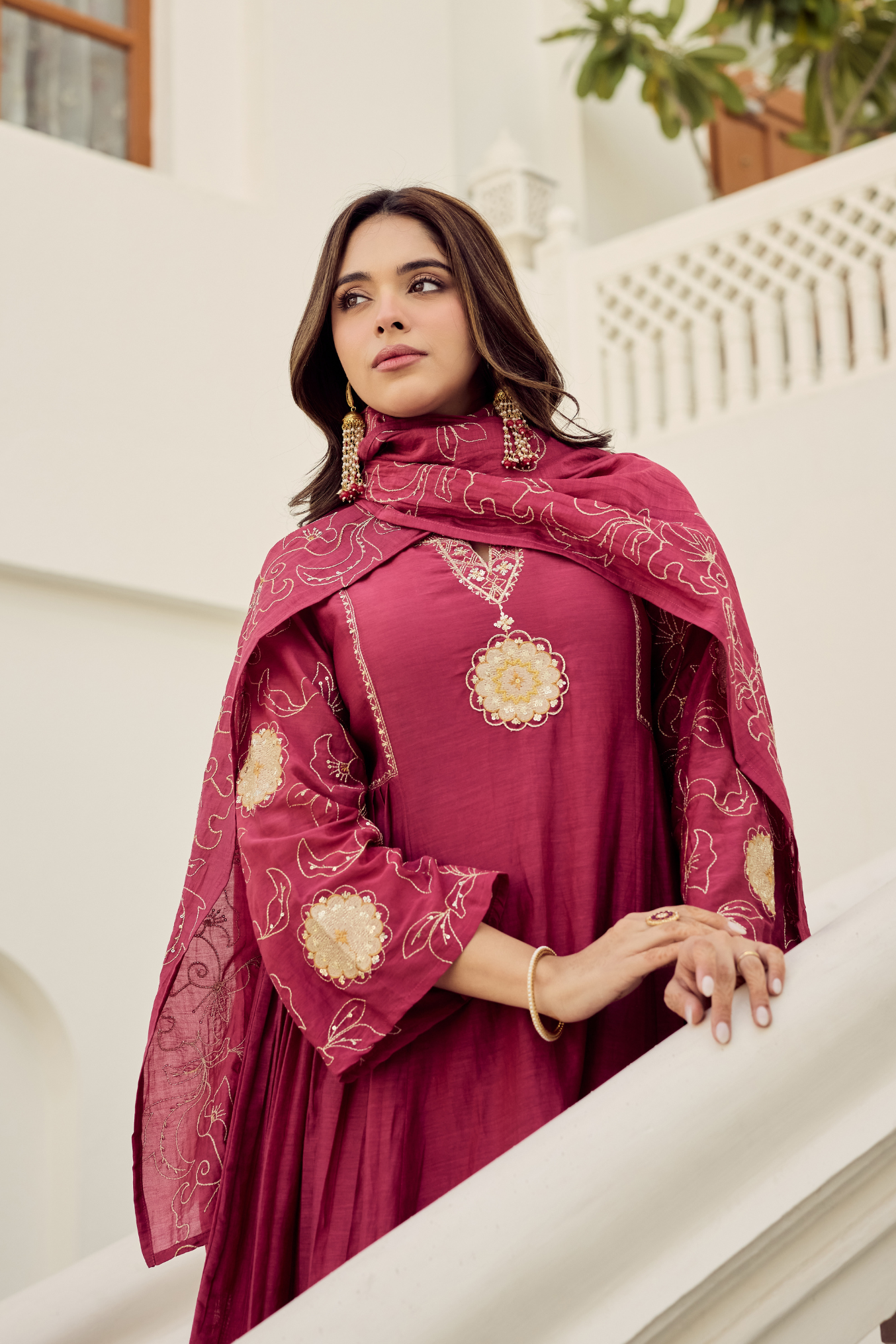 Blush Bloom Chanderi Kurta Set