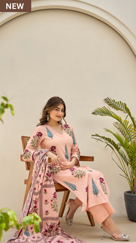 Rustic Peach Cotton Suit Set