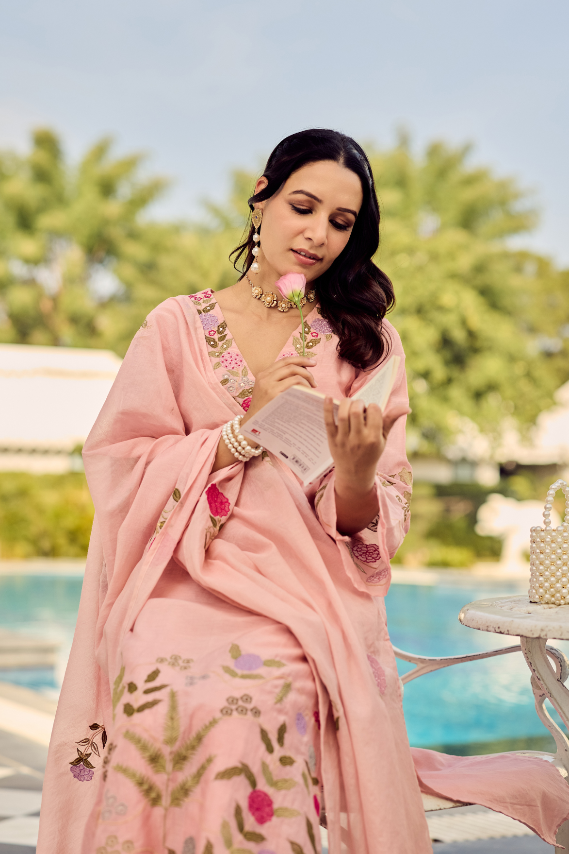 Dusty Rose Glow Chanderi Suit Set