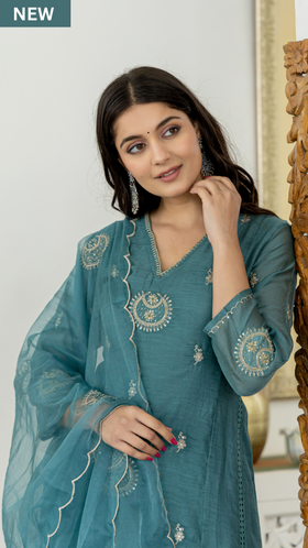 Mystic Green Ensemble Suit Set