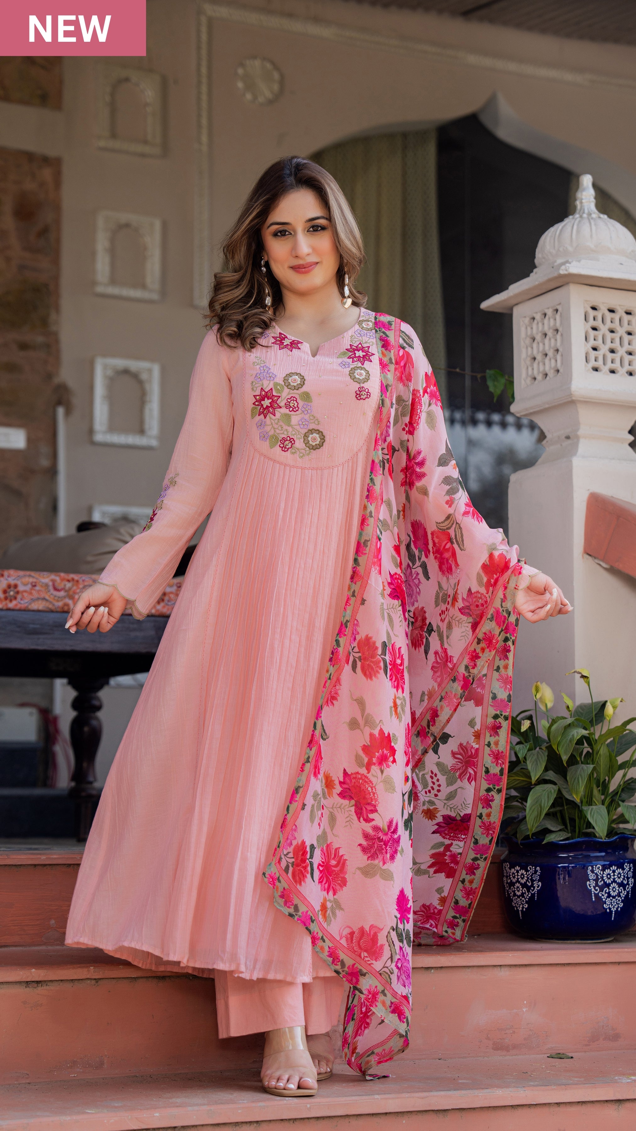 Rose Blush Embroidered Suit Set