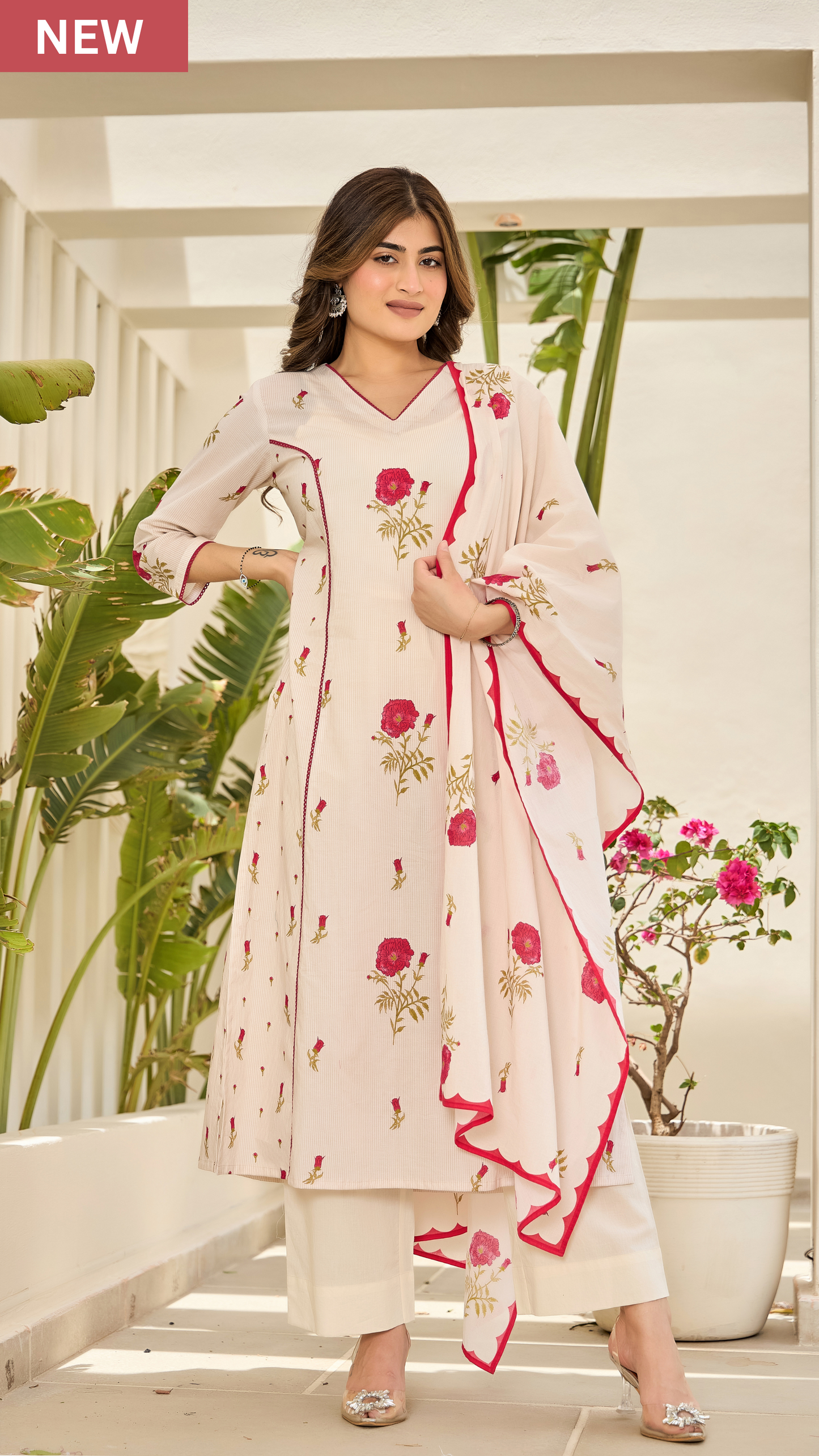 Pink Petal Cotton Suit Set