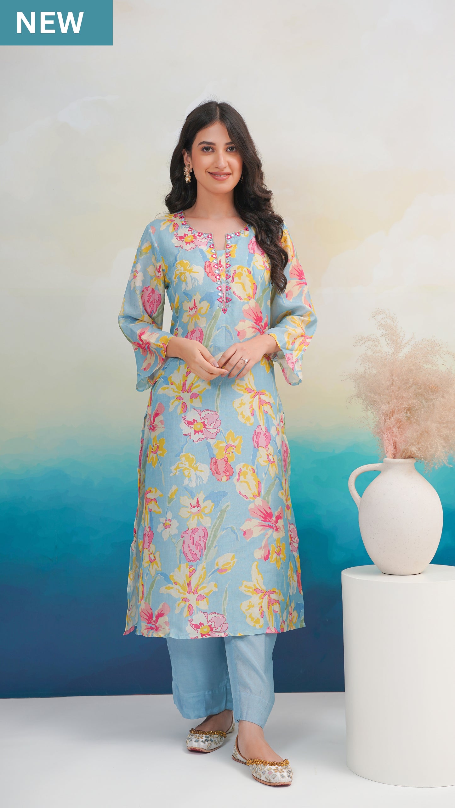 Tufts Blue Kurta Set