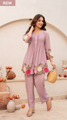 Blush Fern Mul Chanderi Set