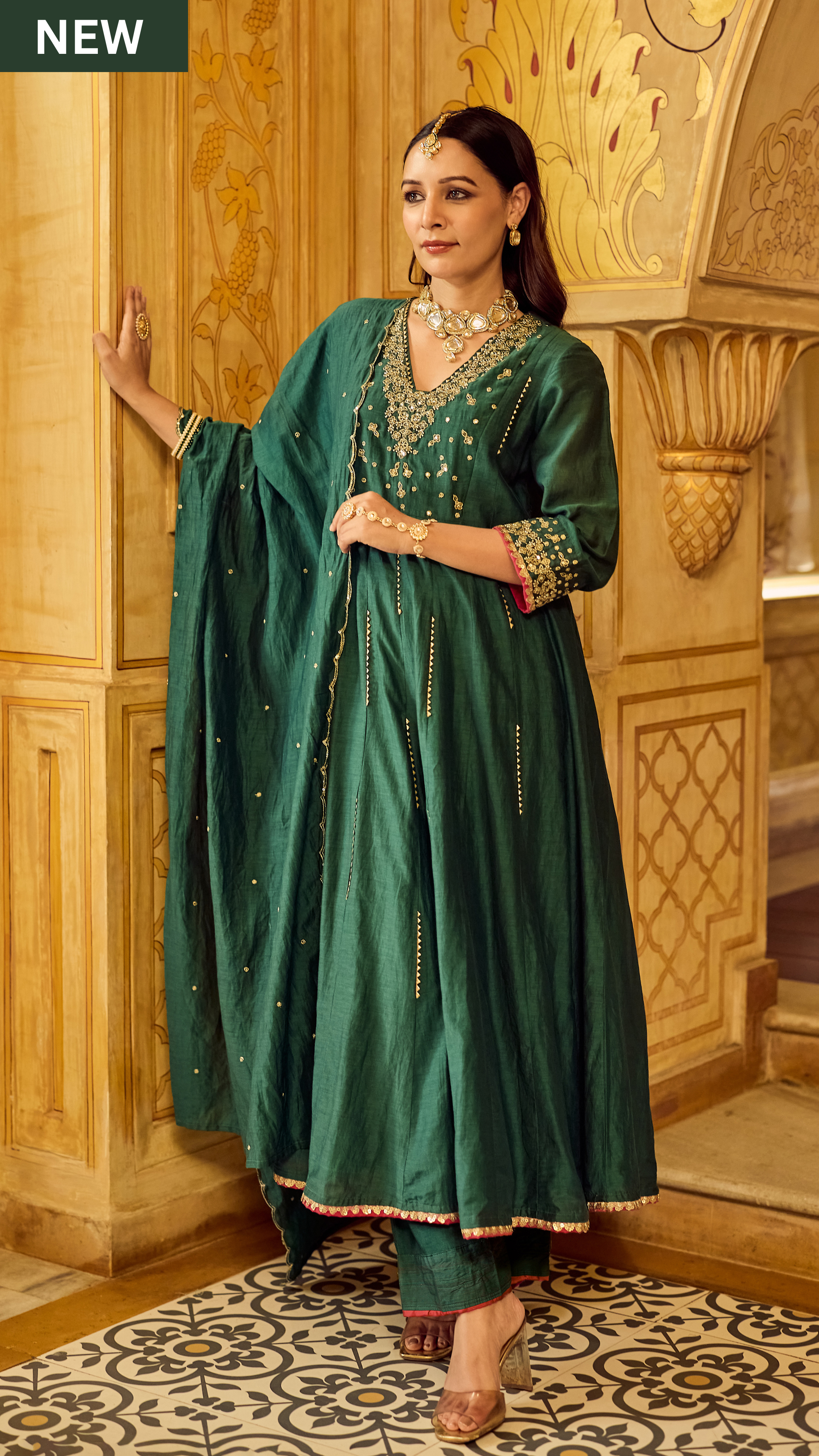 Forest Bloom Mul Chanderi Suit Set