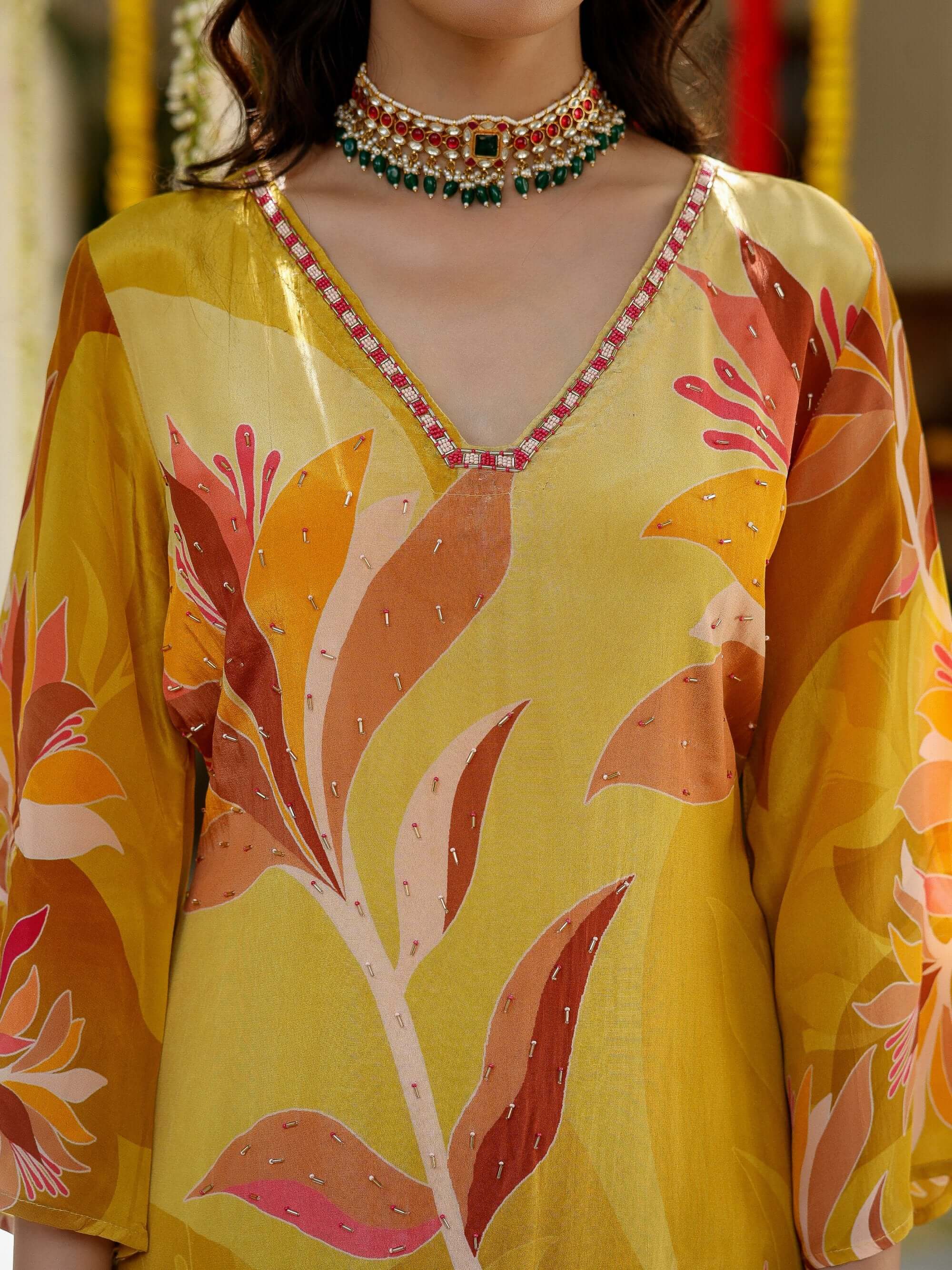 Bright Yellow Printed Suit Set