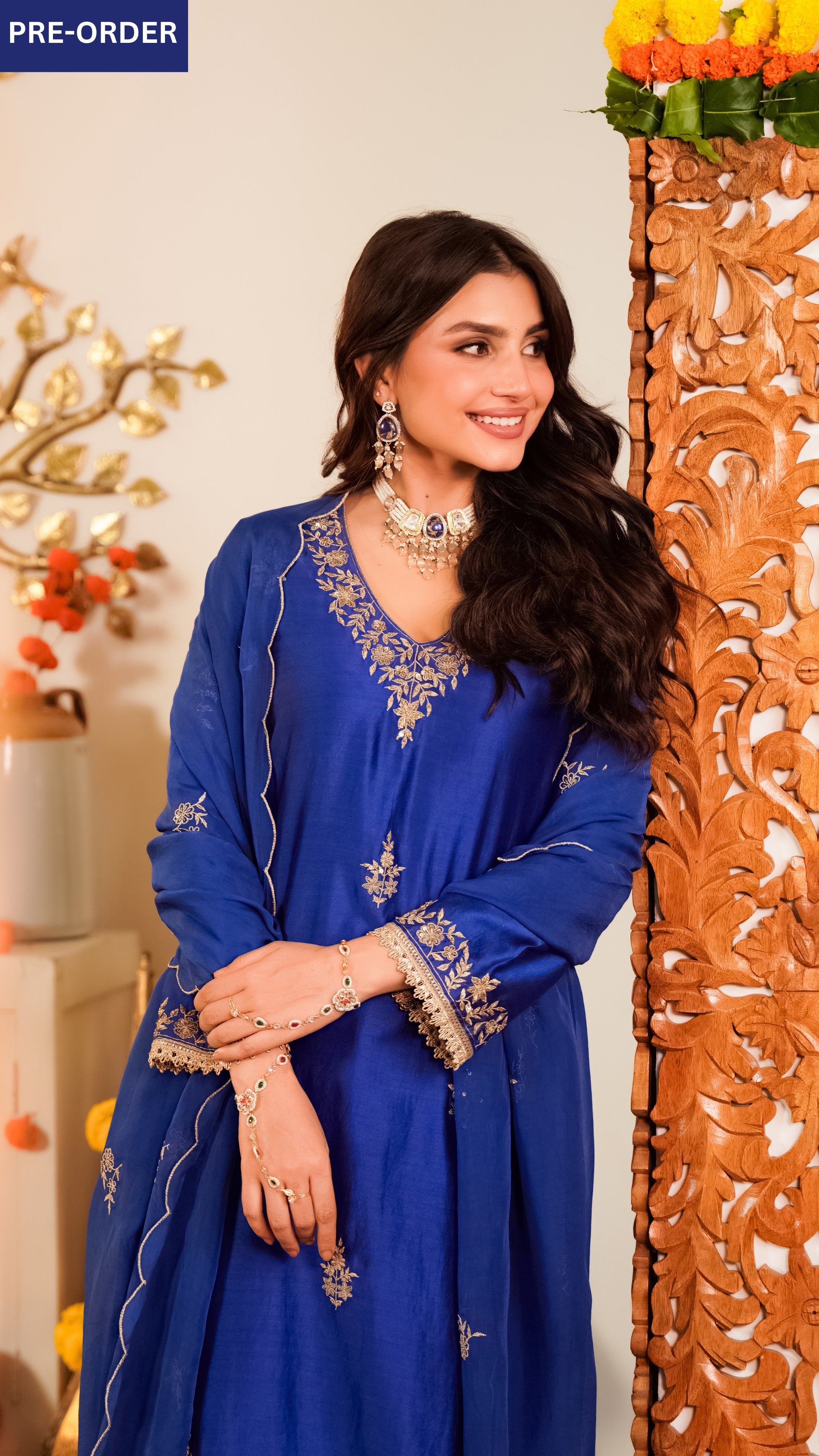Royal Sapphire Pure Russian Silk Suit Set