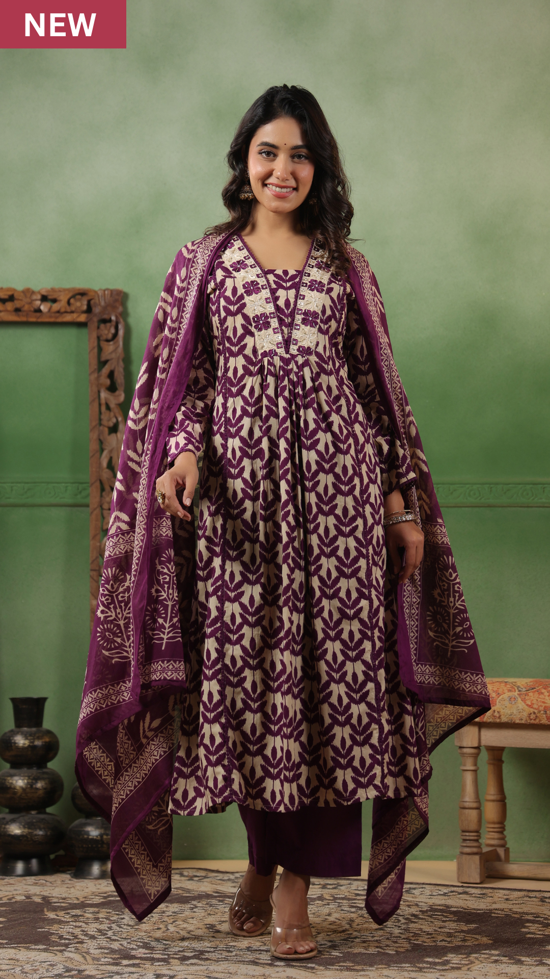 Royal Purple Cotton Suit Set