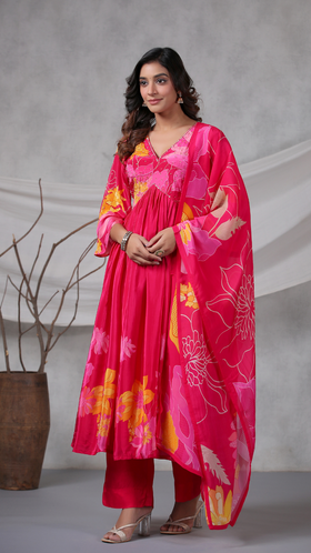 Crimson Pink Nyra suit set