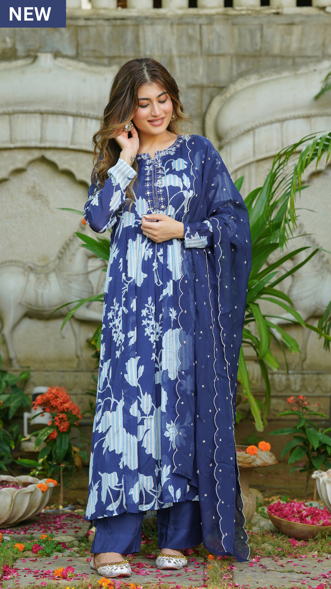Cobalt Blue Chinnon Suit Set