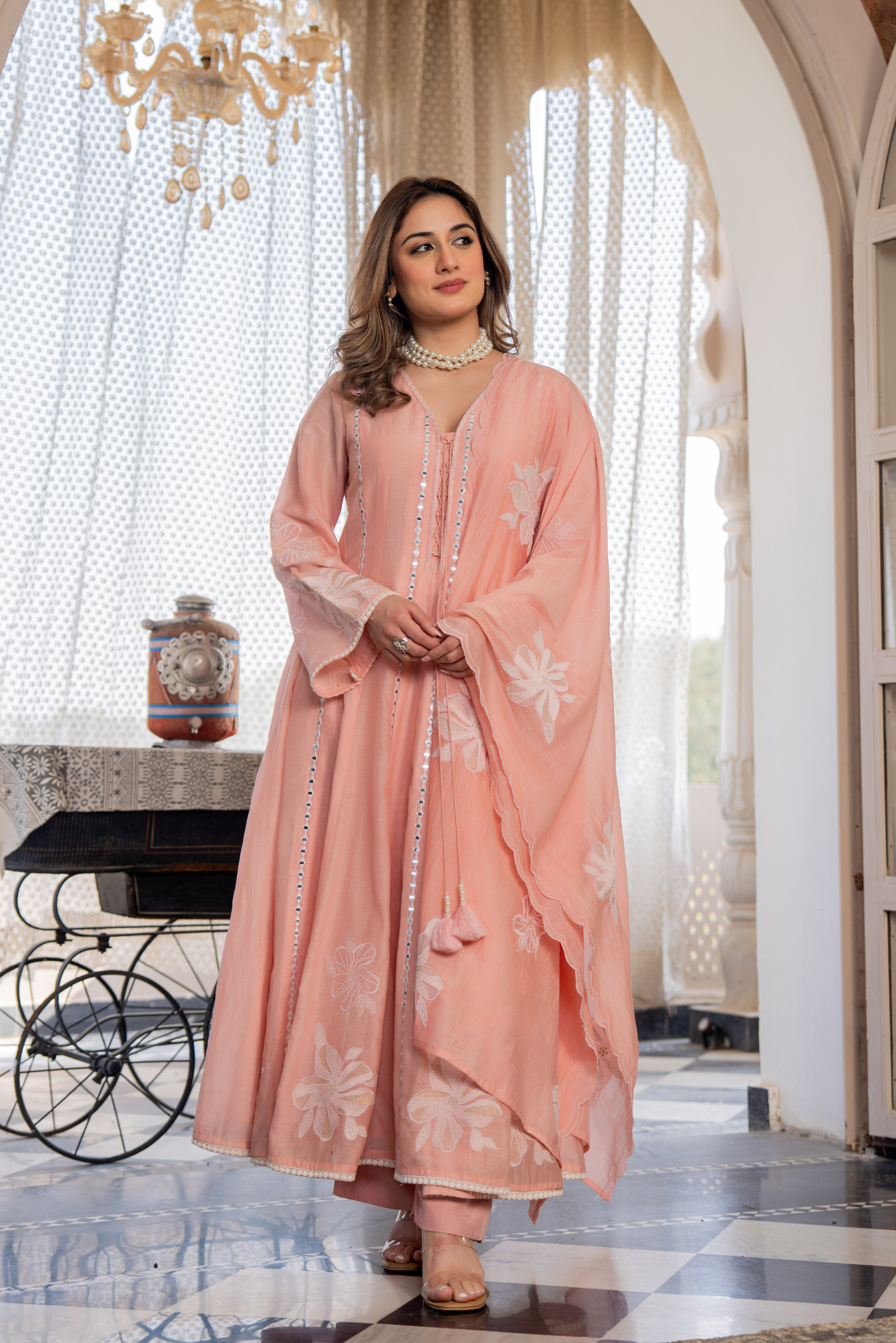 Blush Petal Chanderi Suit Set
