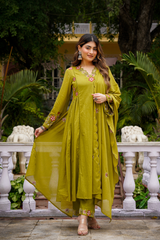 Olive Meadow Cotton Suit Set