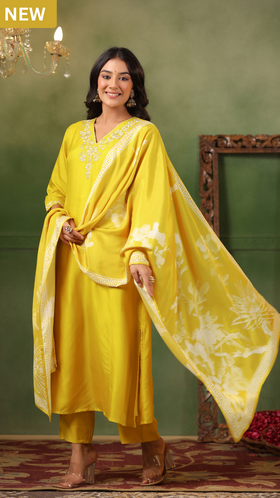 Golden Yellow Silk Suit Set