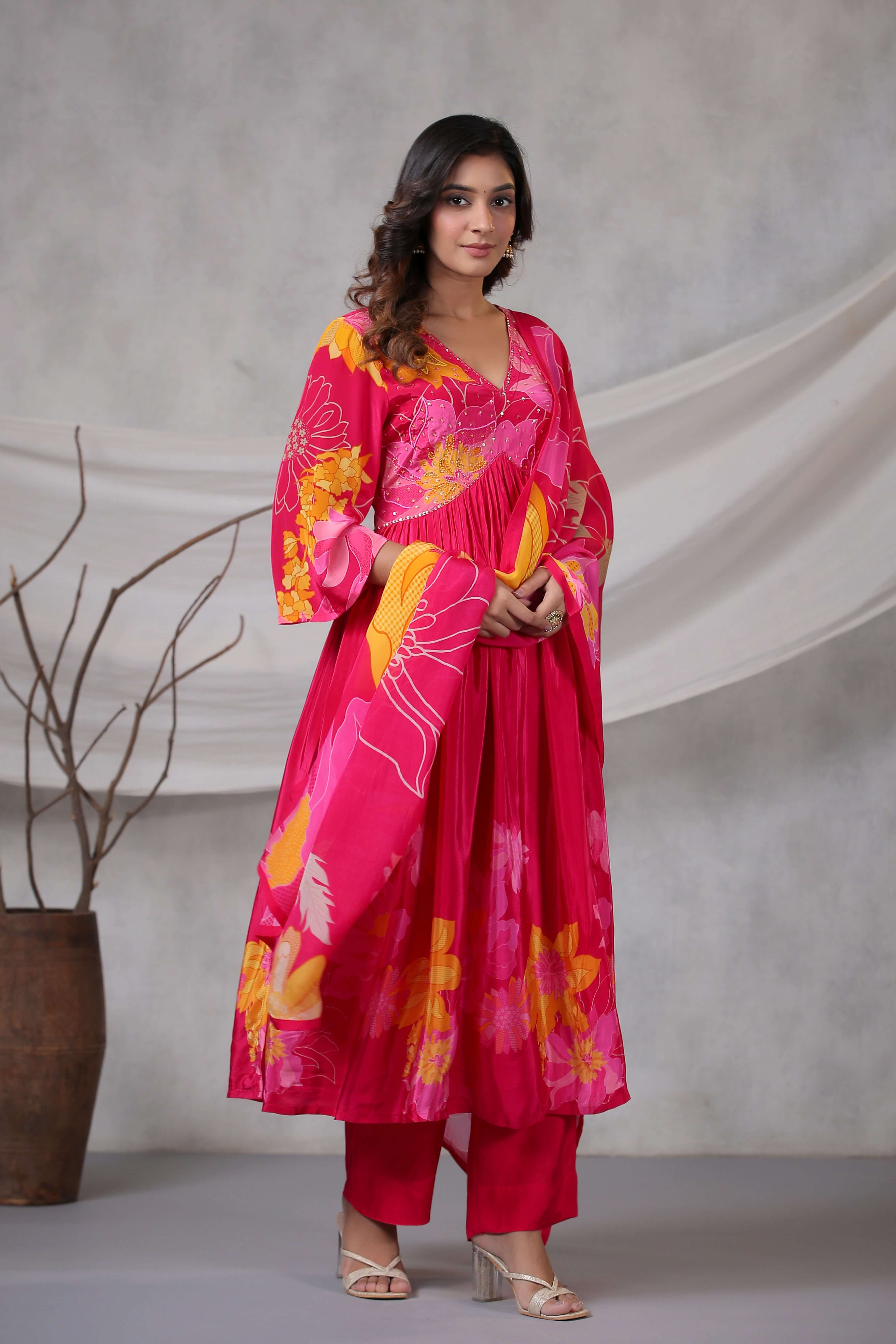 Crimson Pink Nyra suit set