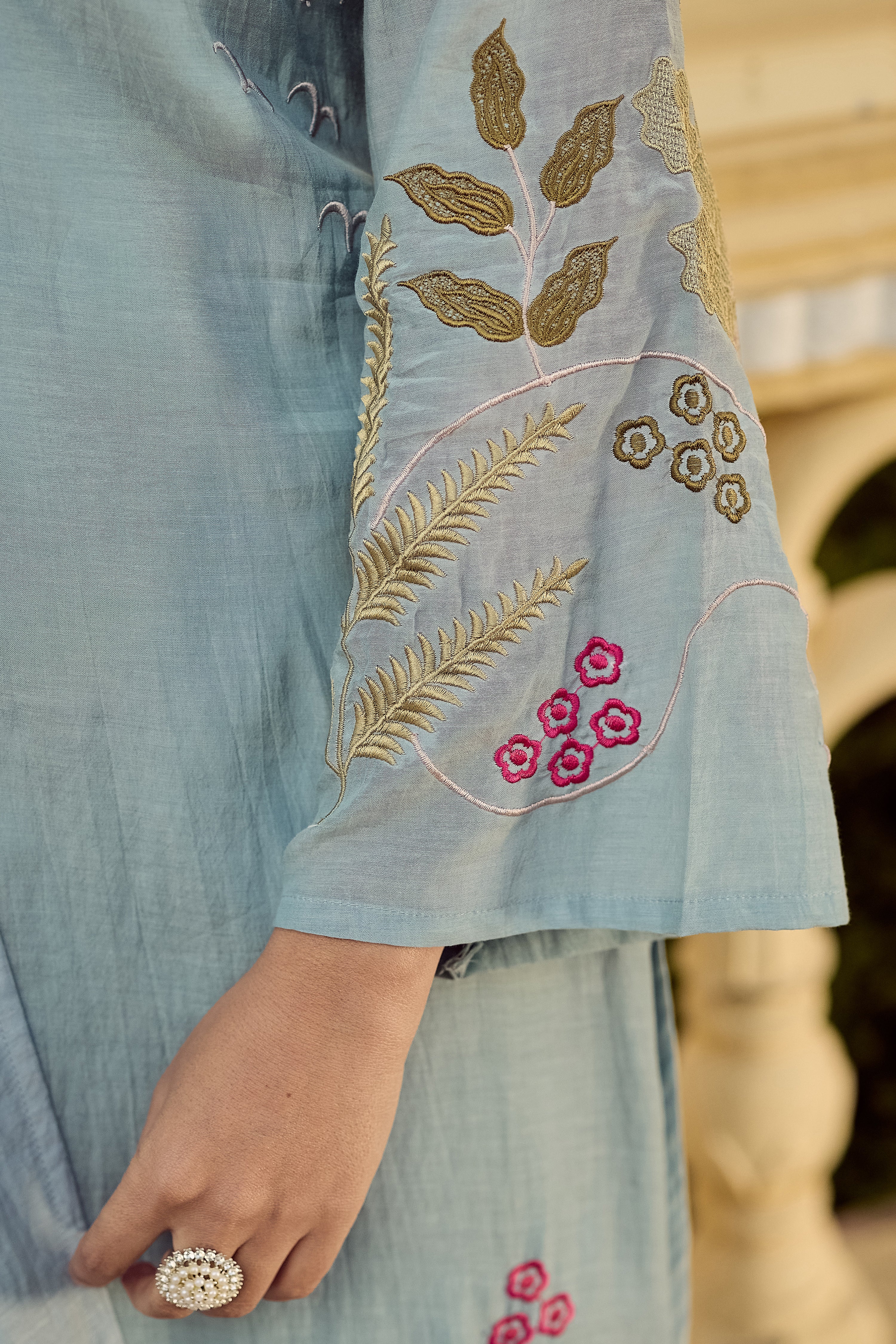 Ocean Mist Chanderi Suit Set