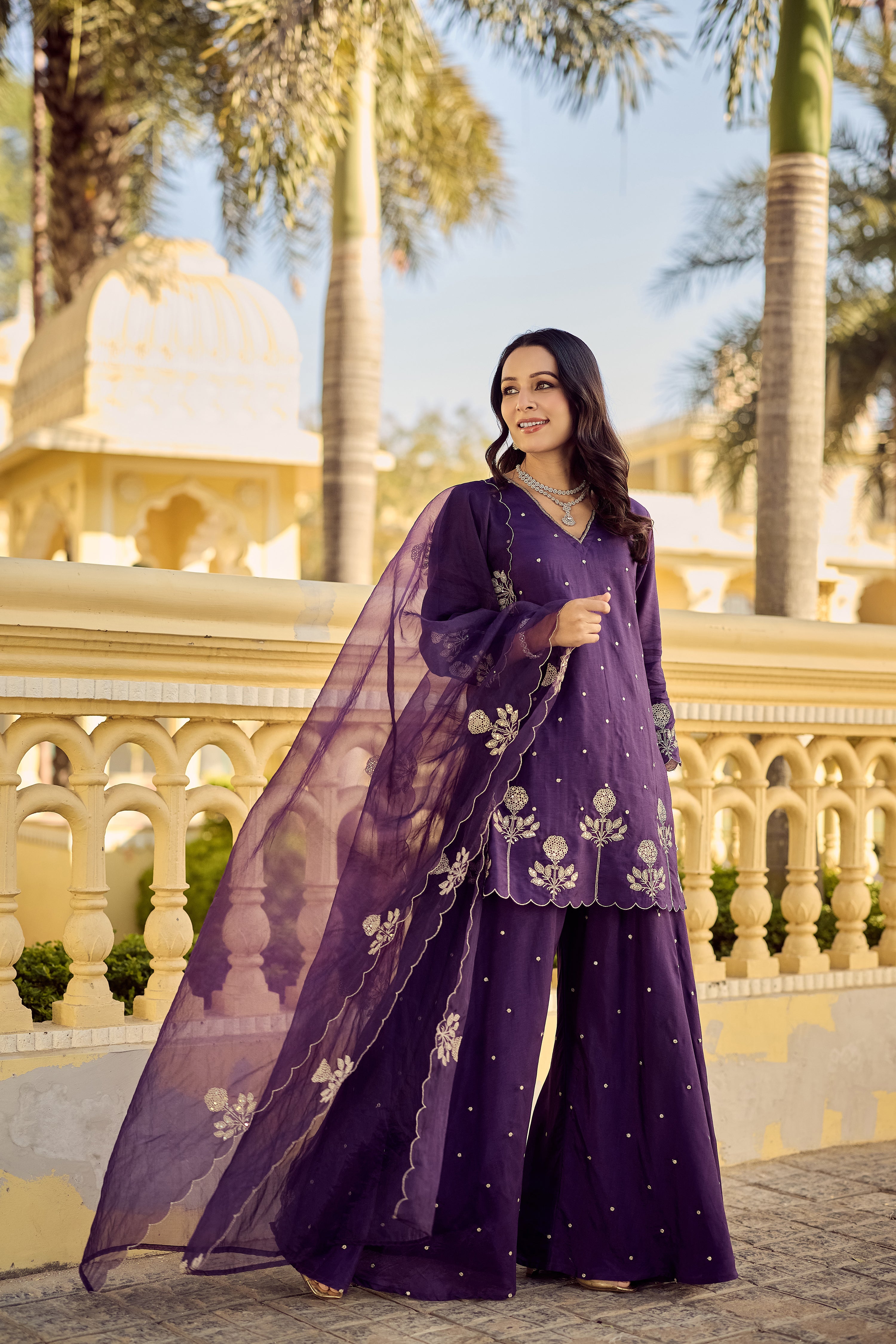 Plum Grace Embroidered Suit Set
