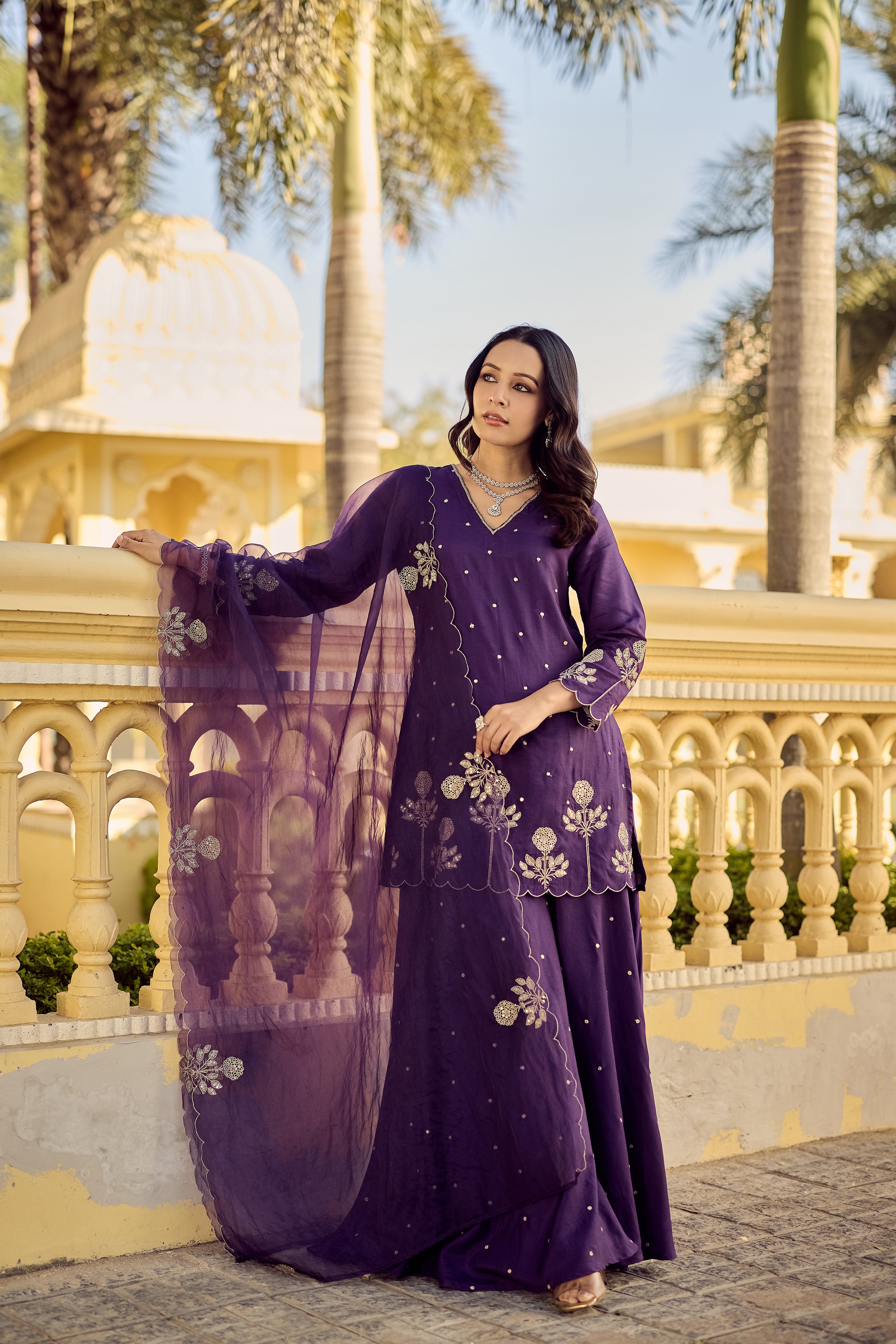 Plum Grace Embroidered Suit Set