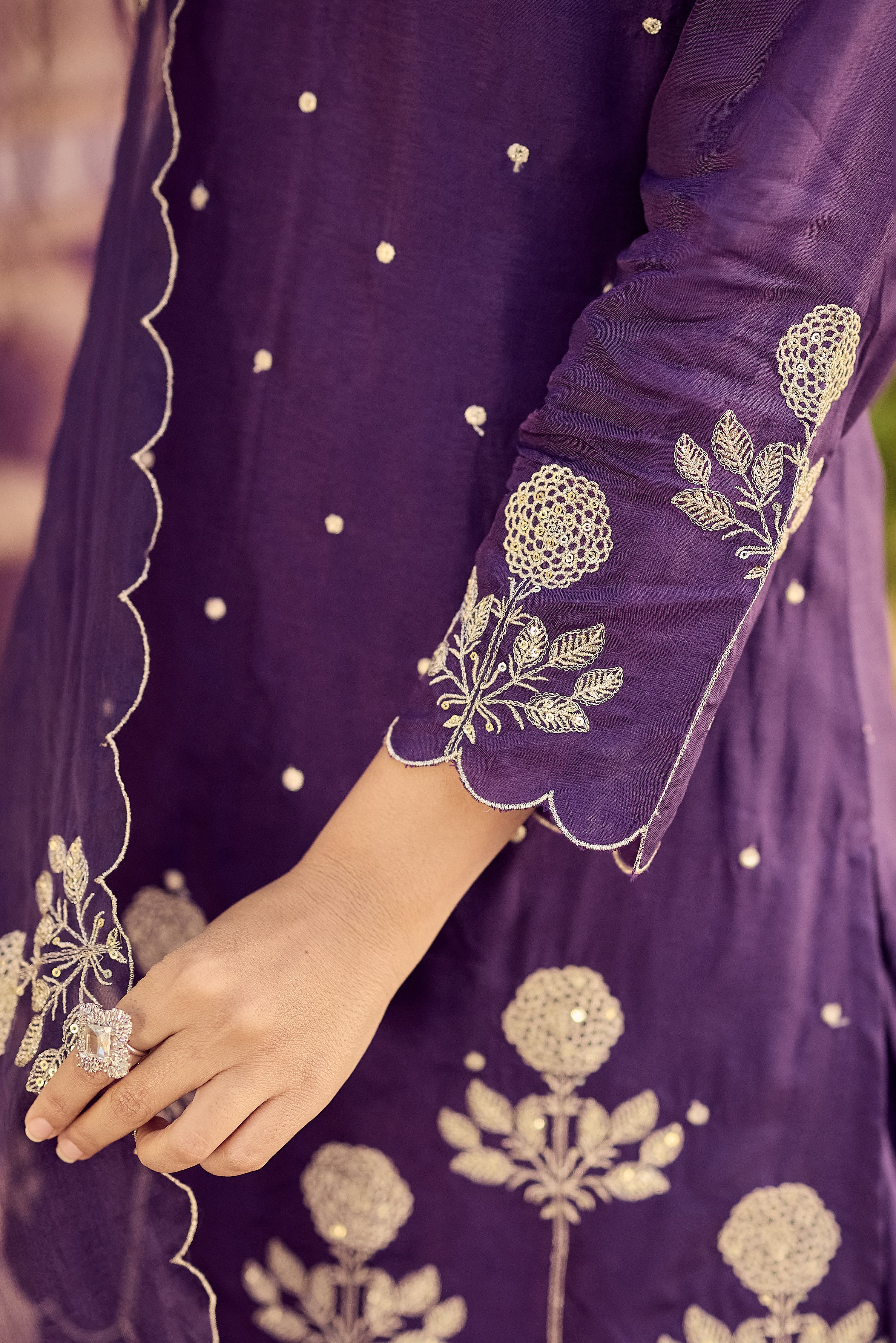 Plum Grace Embroidered Suit Set