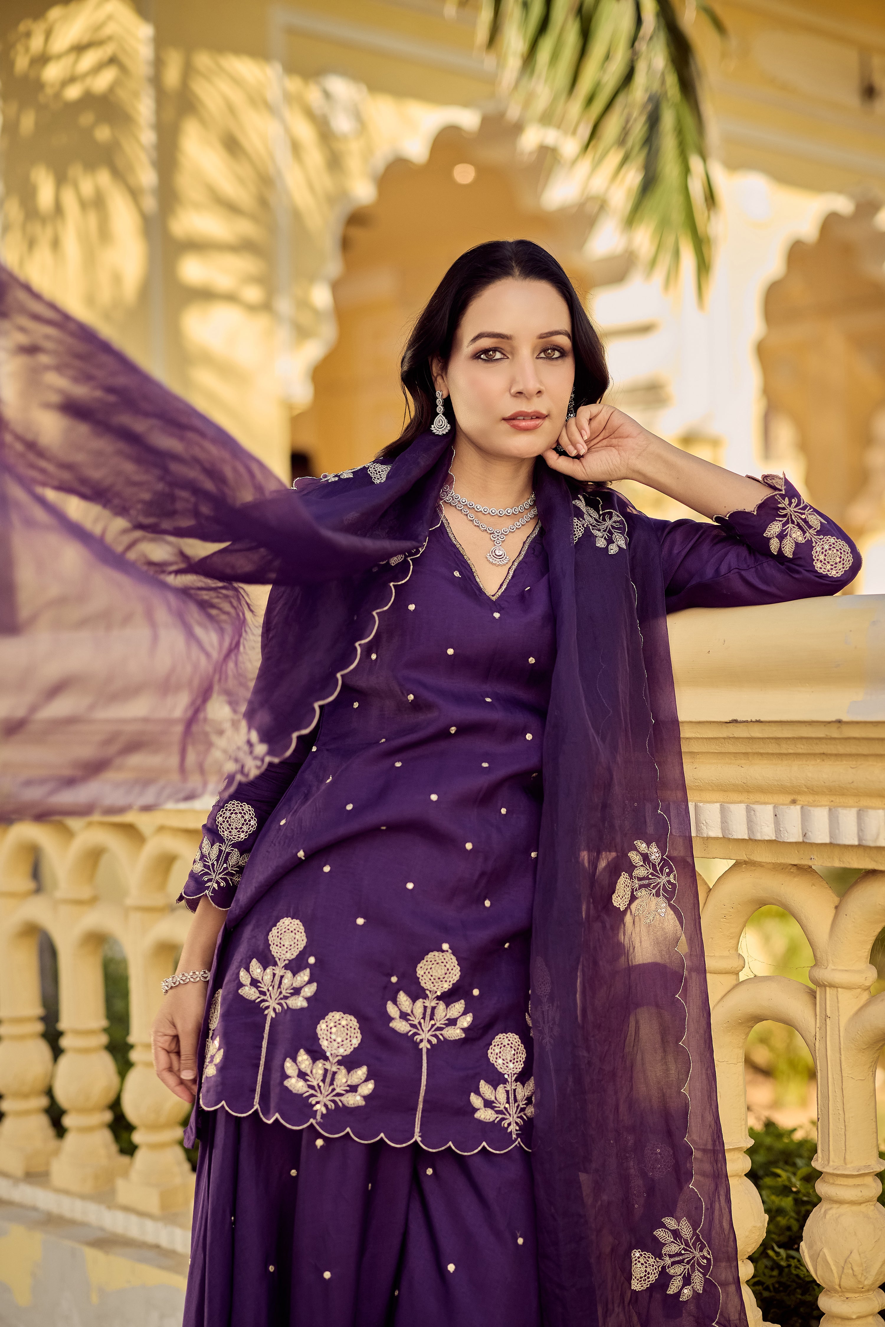 Plum Grace Embroidered Suit Set