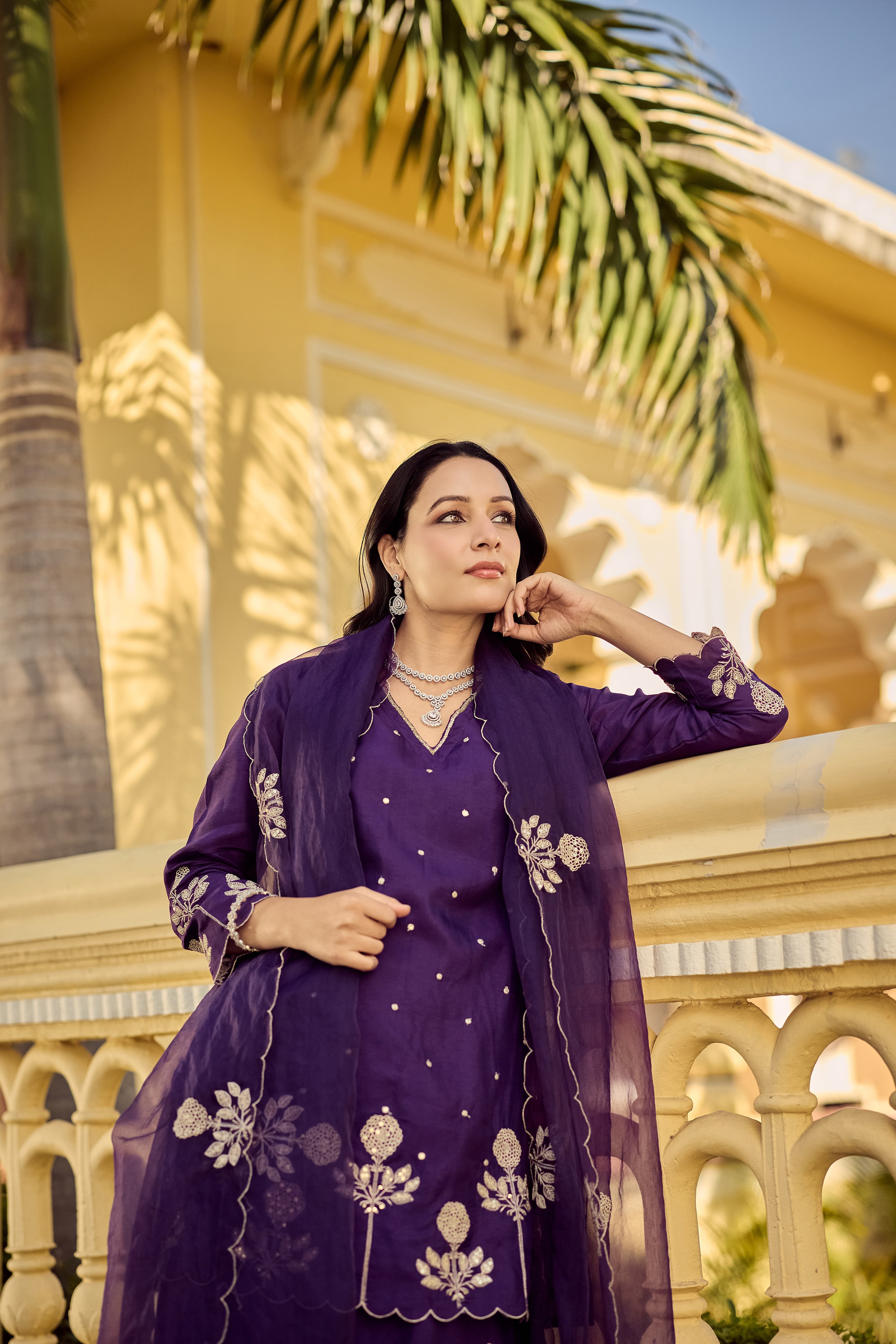 Plum Grace Embroidered Suit Set