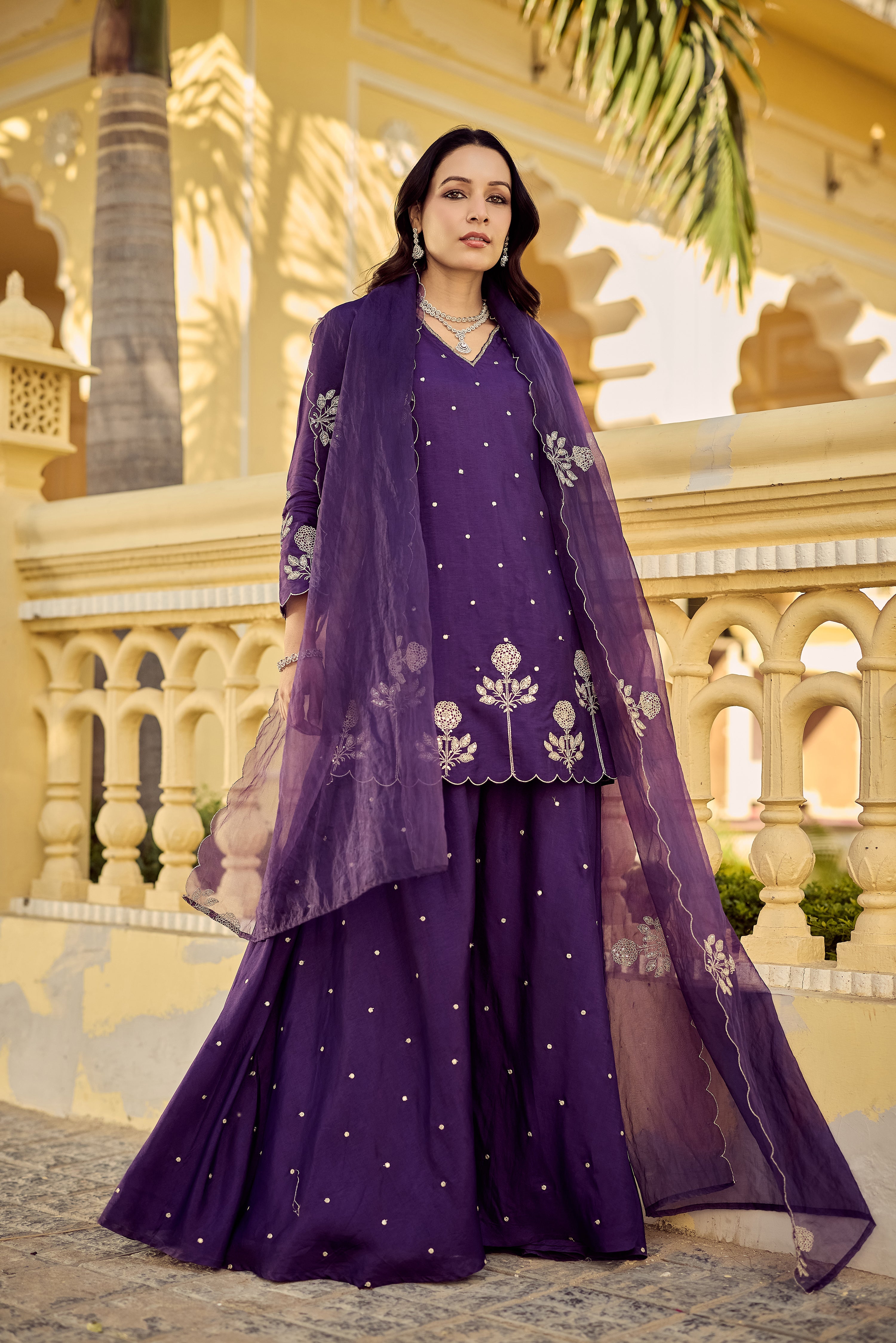 Plum Grace Embroidered Suit Set