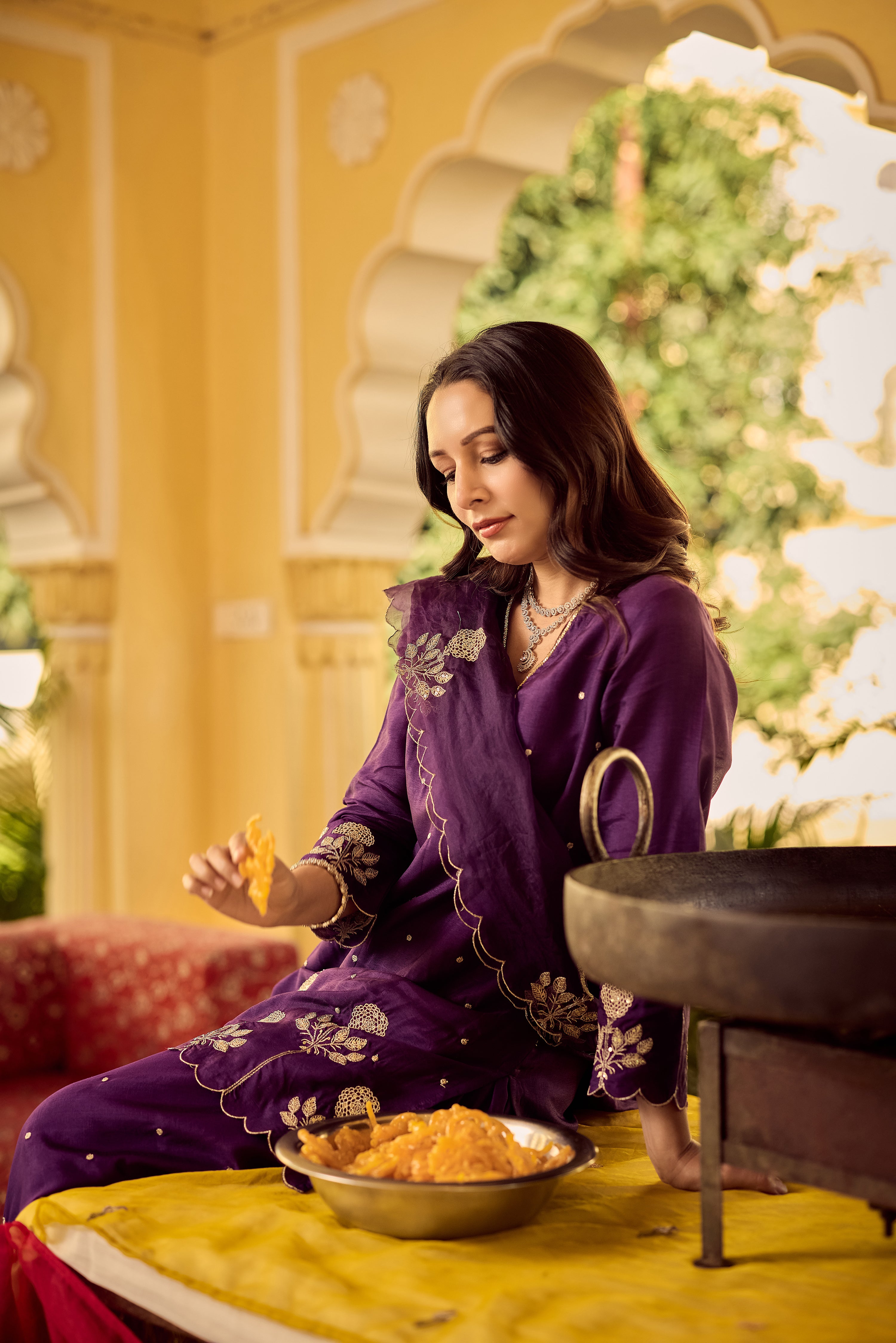 Plum Grace Embroidered Suit Set