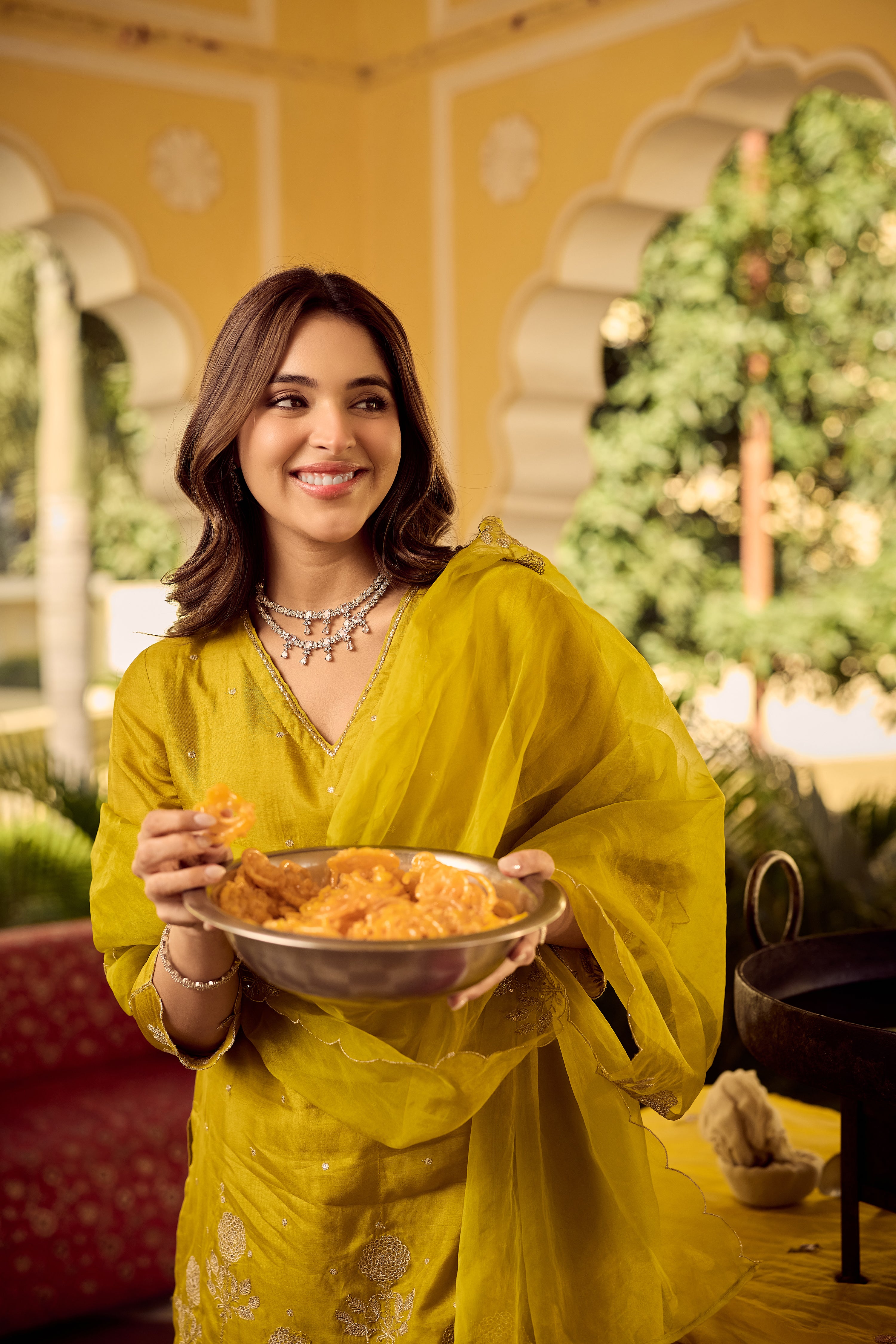 Golden Meadow Embroidered Suit Set