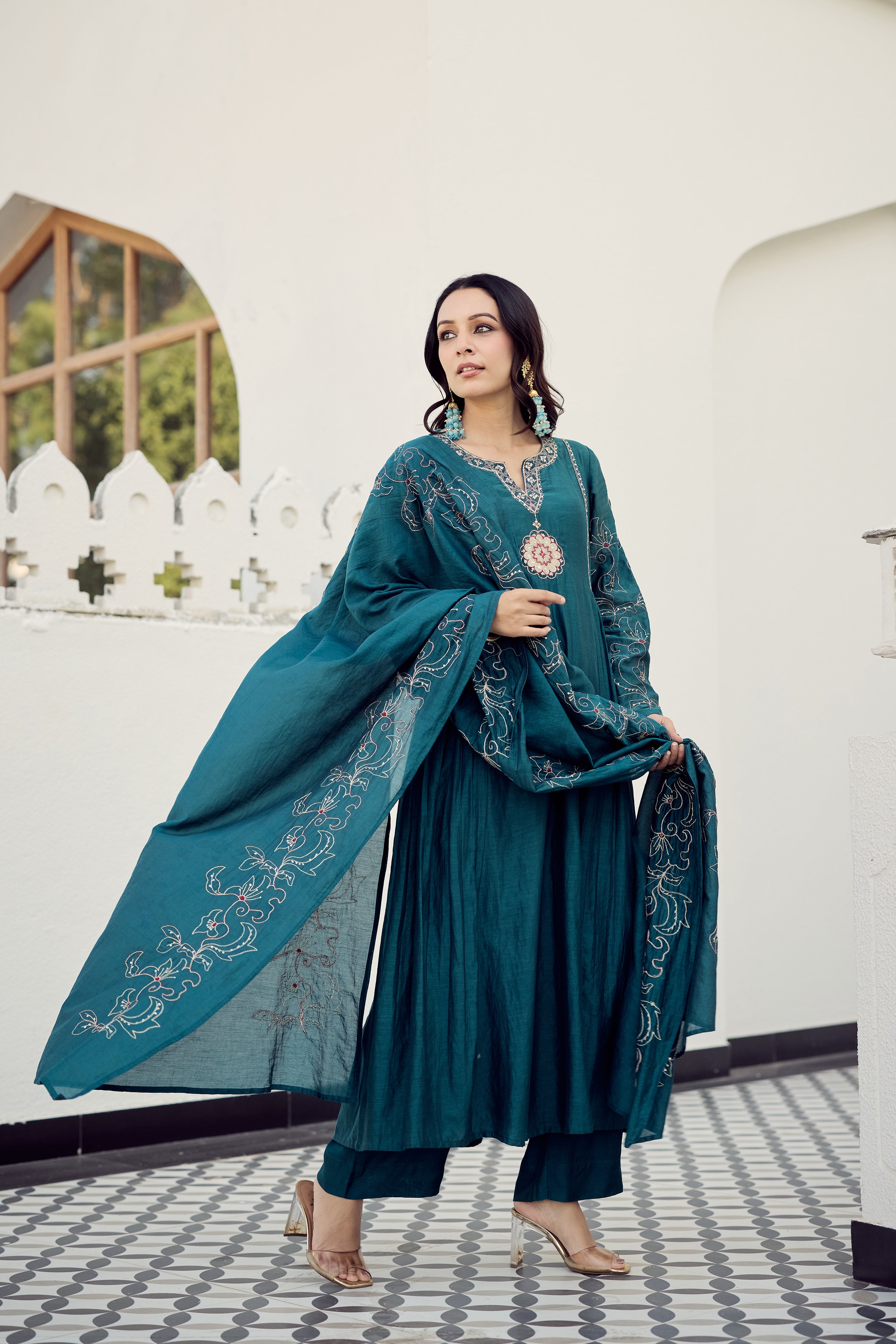 Ocean Grace Chanderi Suit Set