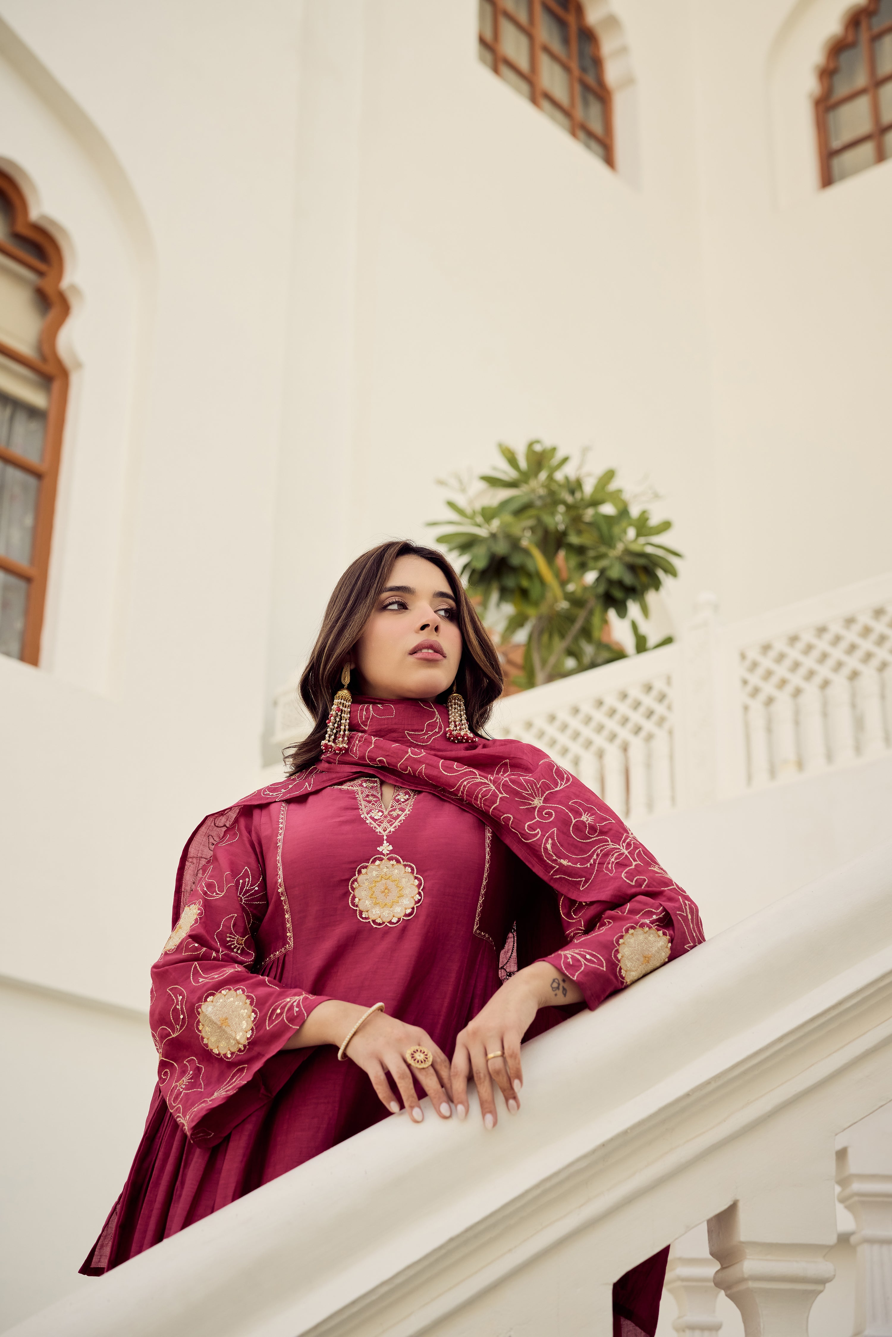 Blush Bloom Chanderi Kurta Set