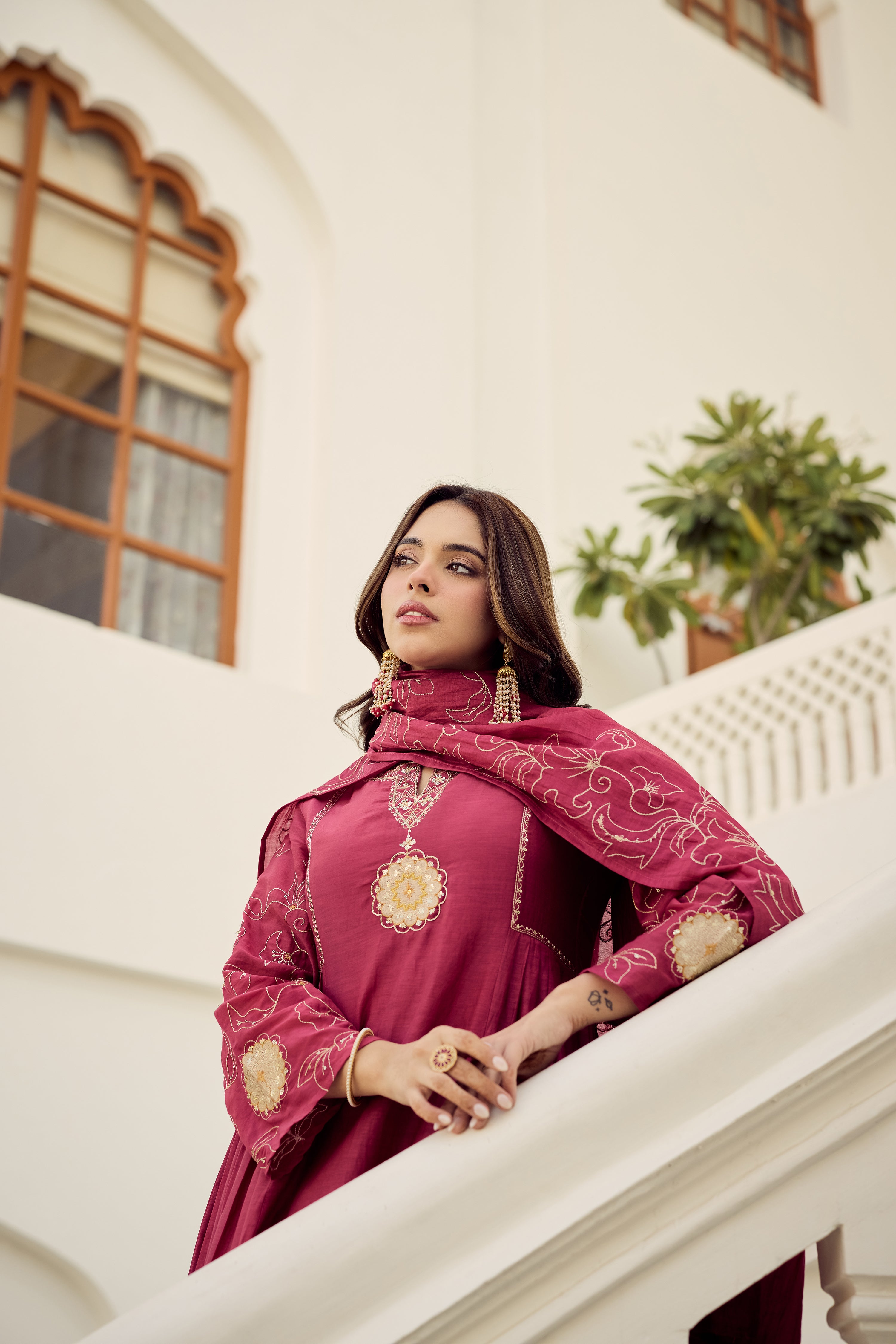 Blush Bloom Chanderi Kurta Set