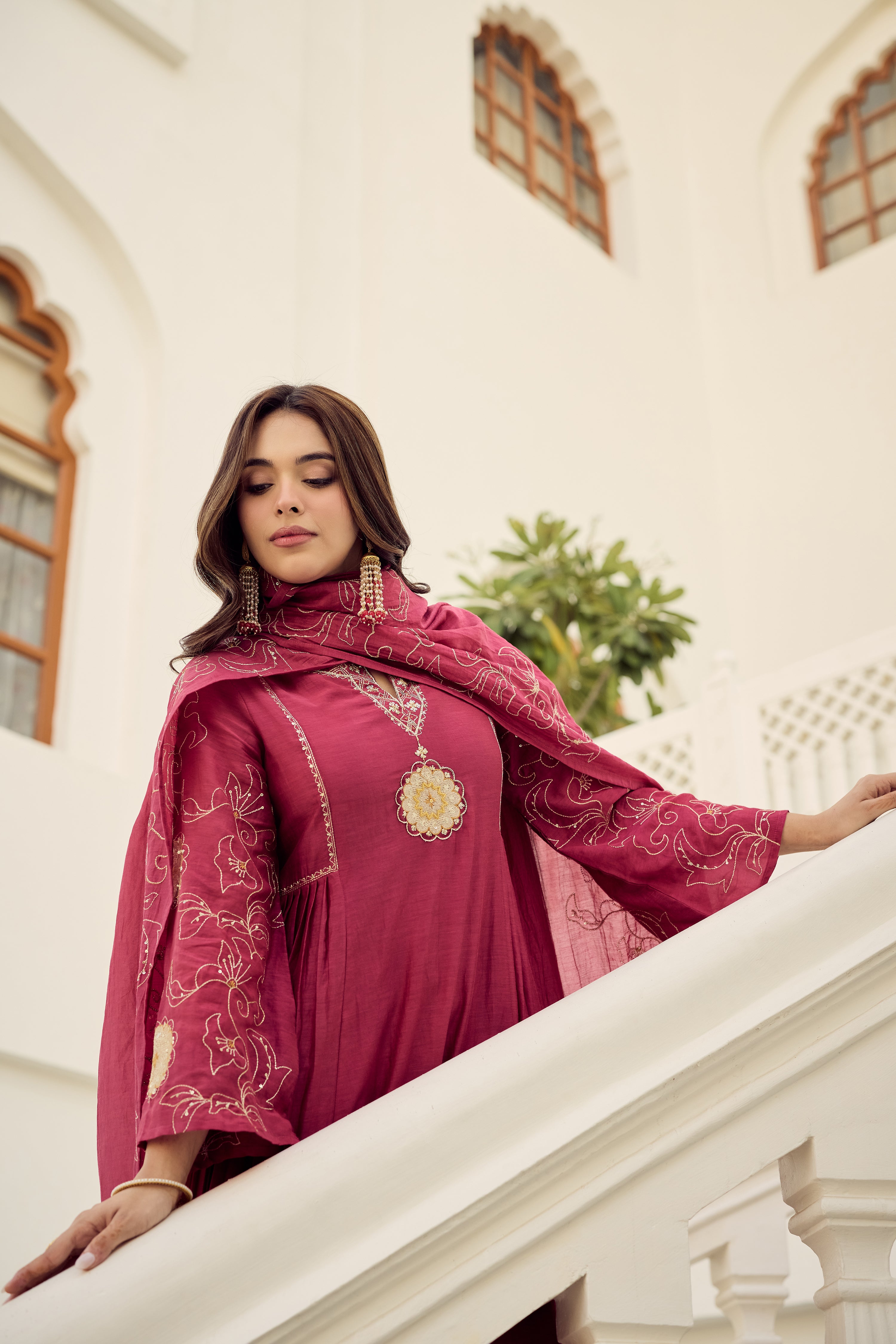 Blush Bloom Chanderi Kurta Set