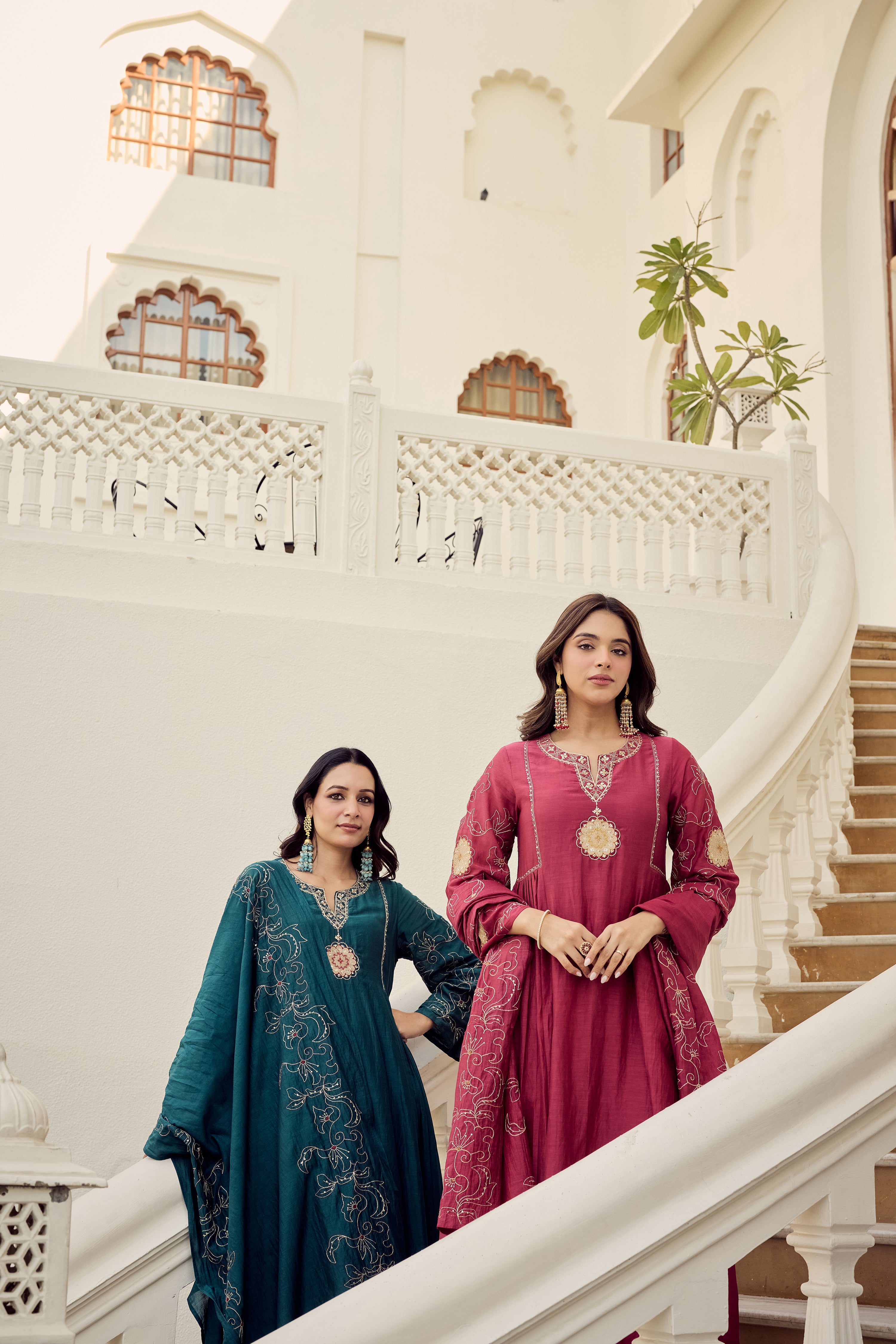 Blush Bloom Chanderi Kurta Set