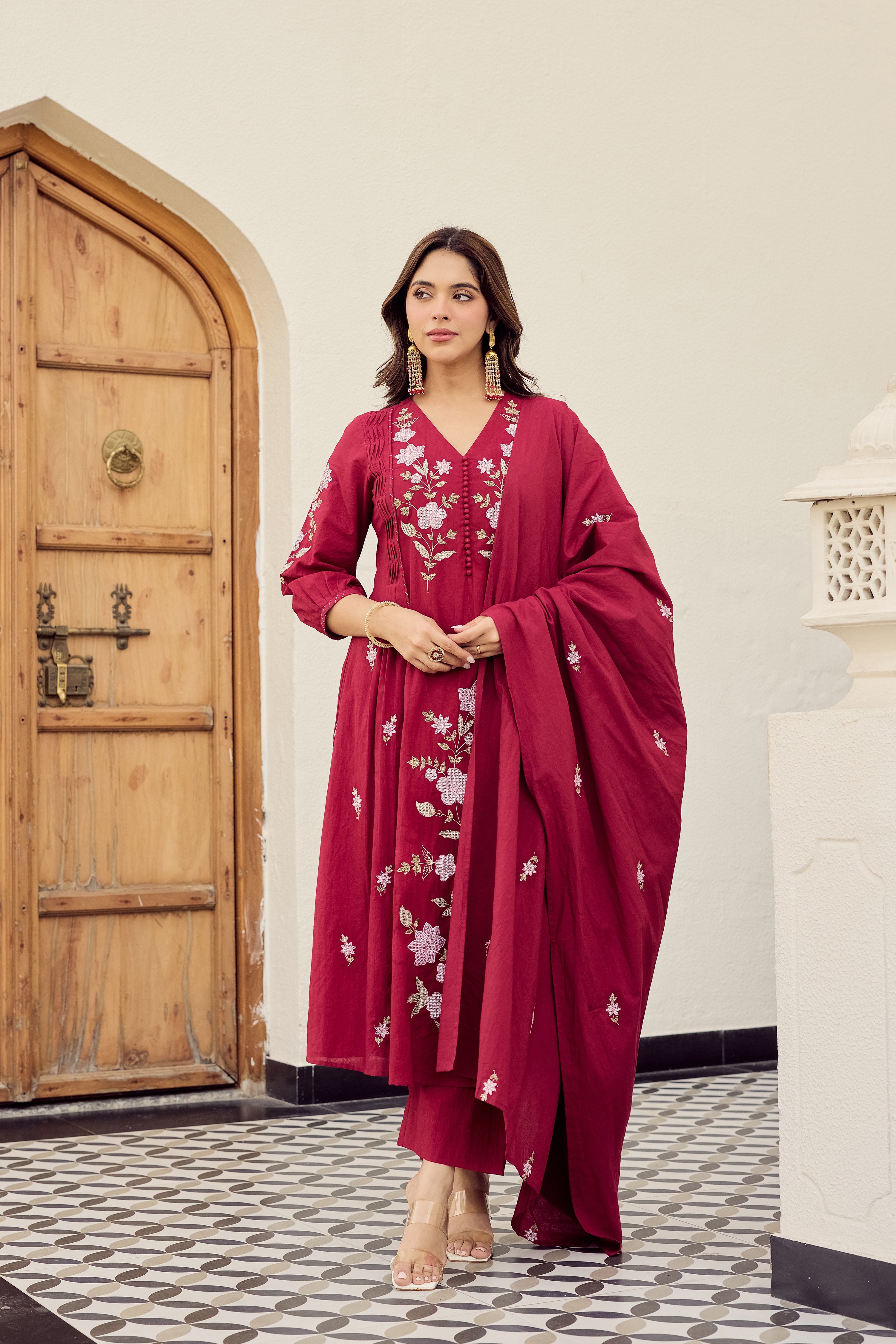 Crimson Blossom Suit Set