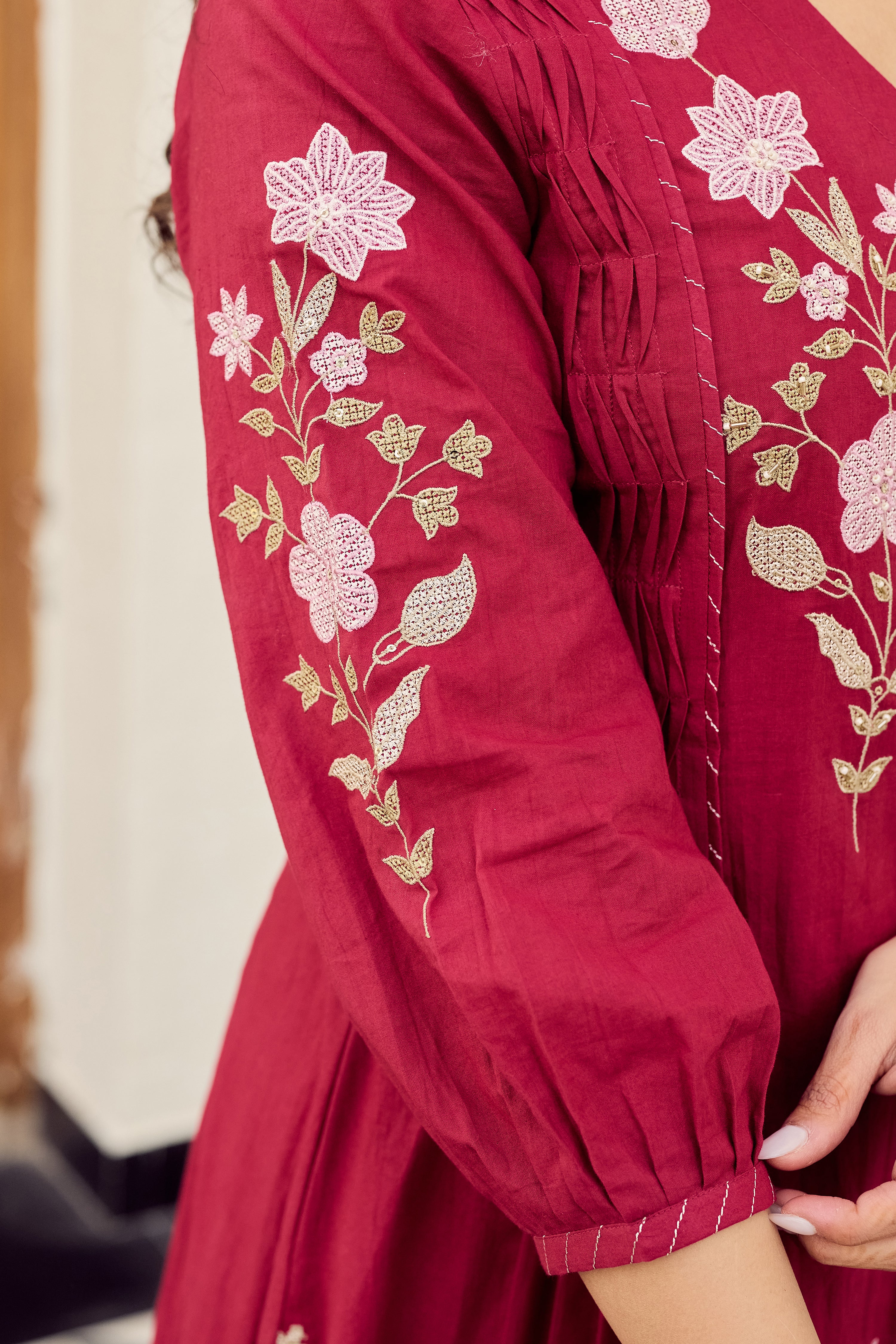 Crimson Blossom Suit Set