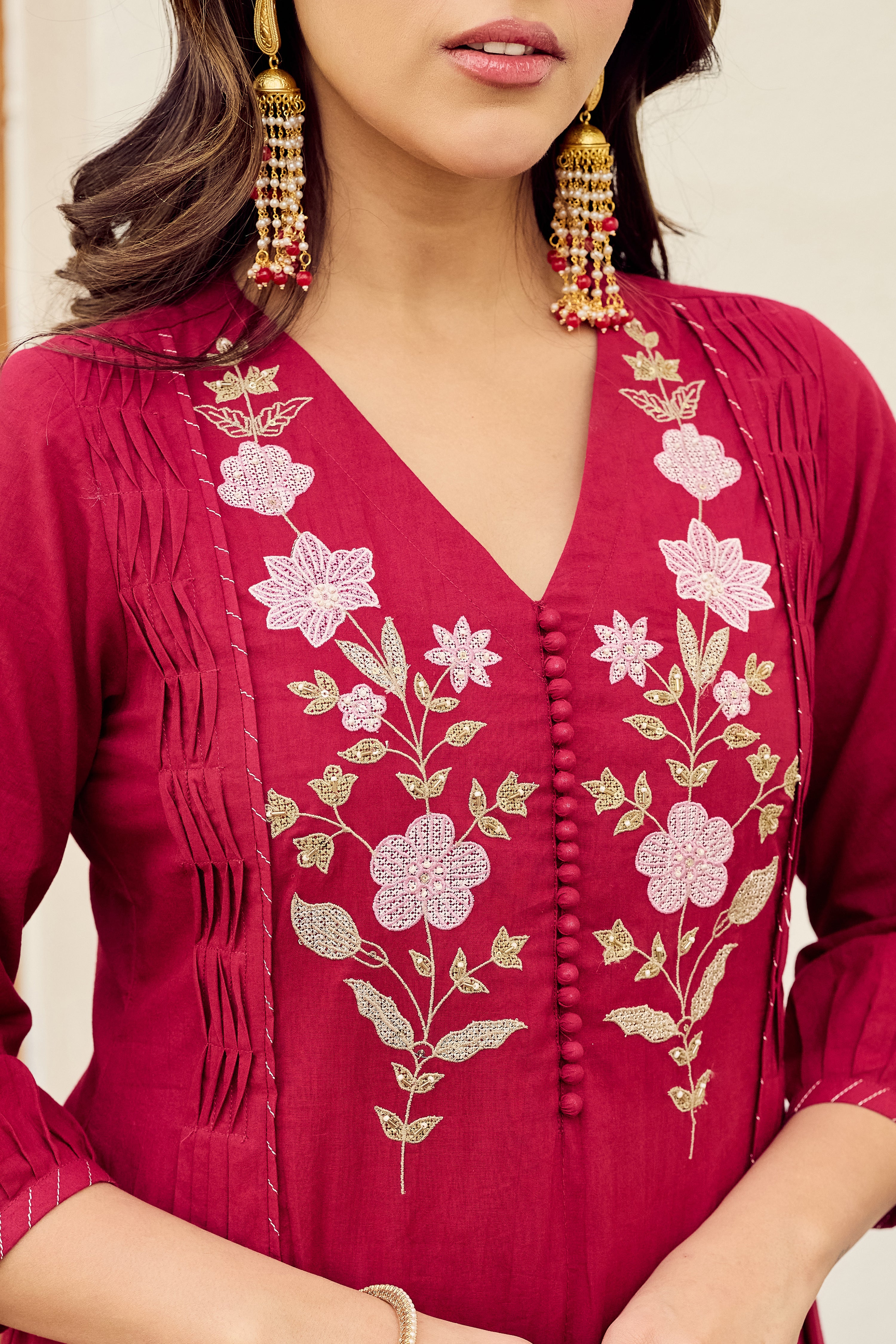 Crimson Blossom Suit Set