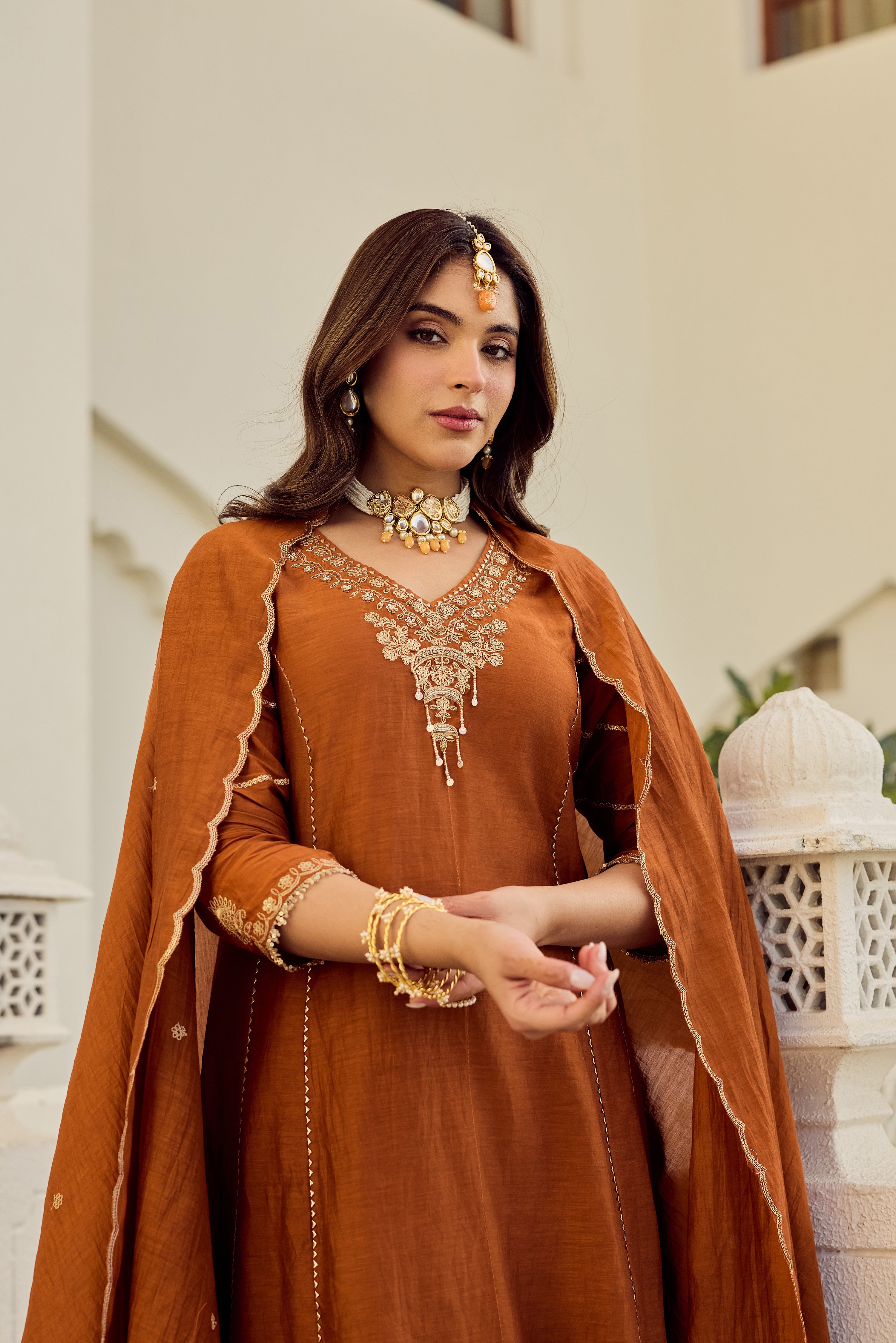 Rust Royale Embroidered Suit Set