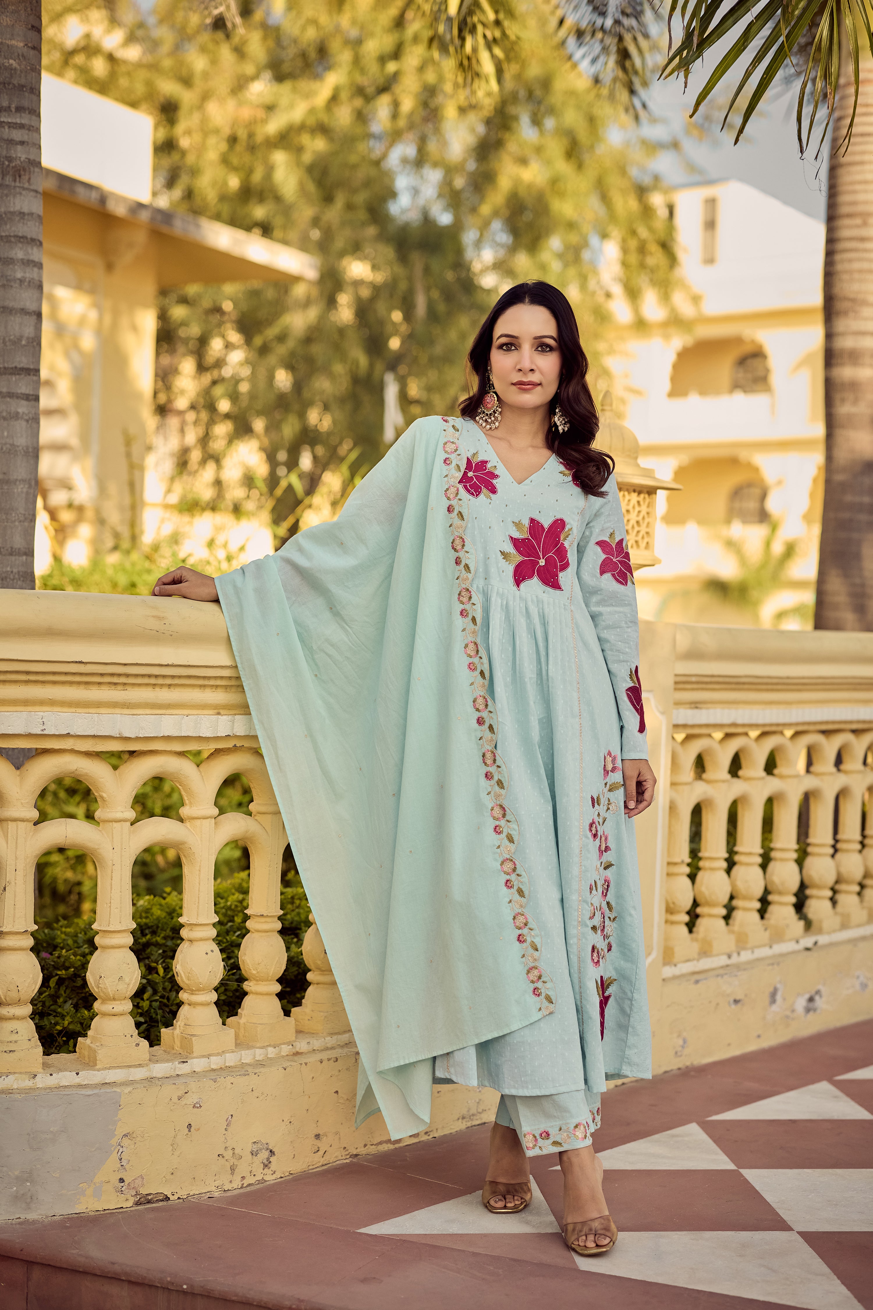 Aqua Blossom Suit Set