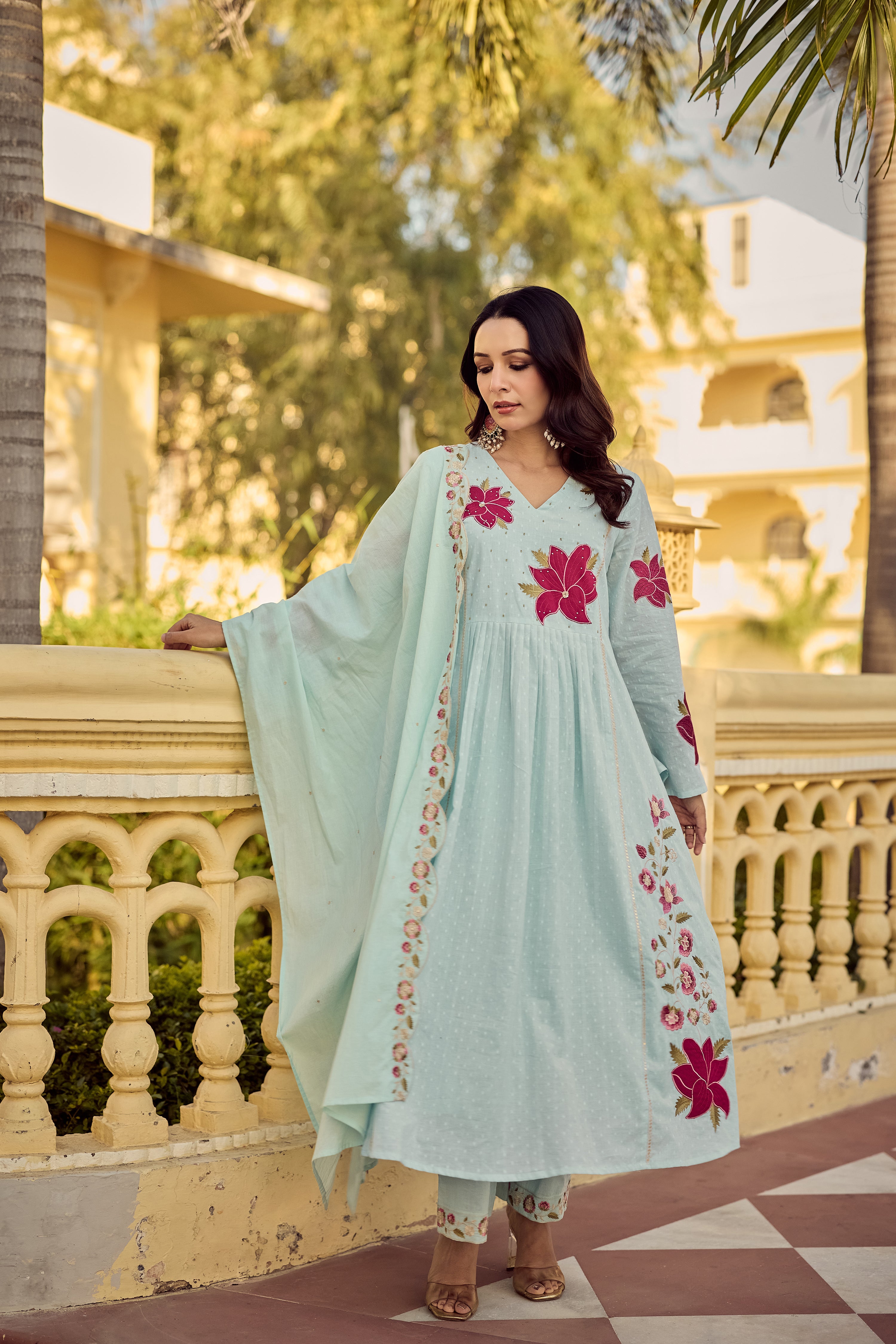 Aqua Blossom Suit Set